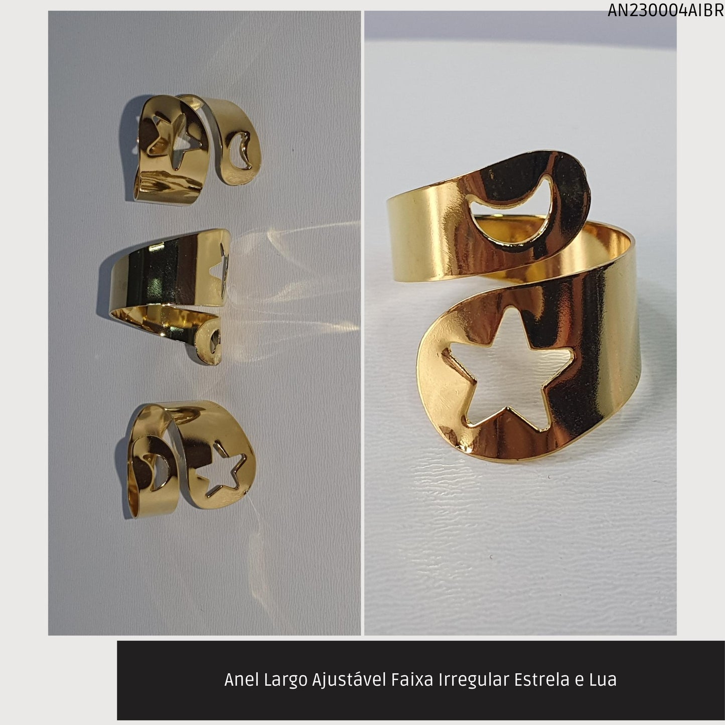 Anel Largo Ajustável Faixa Irregular   - Código.: AN230004AIBR  - Peso.: 3.3 gr