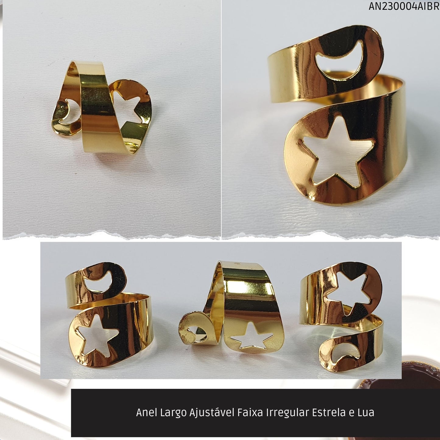 Anel Largo Ajustável Faixa Irregular   - Código.: AN230004AIBR  - Peso.: 3.3 gr