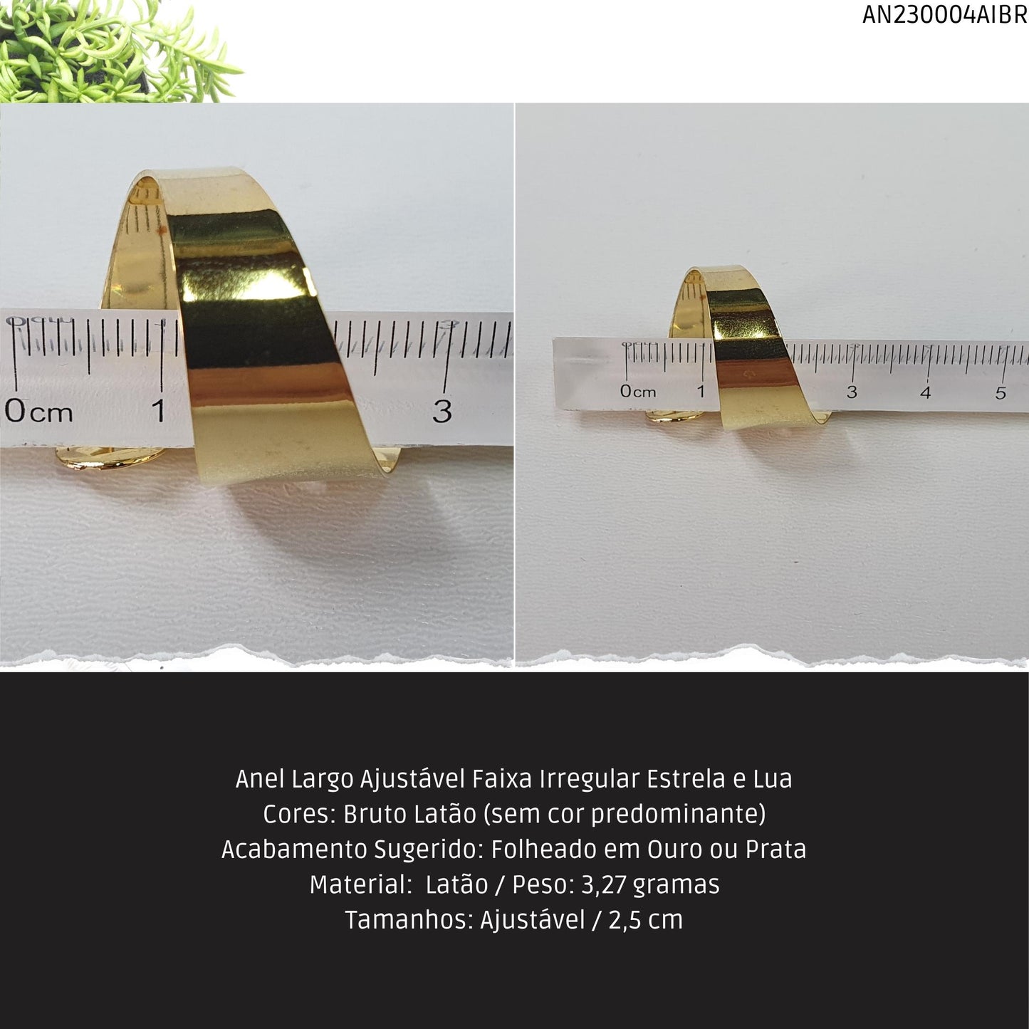 Anel Largo Ajustável Faixa Irregular   - Código.: AN230004AIBR  - Peso.: 3.3 gr