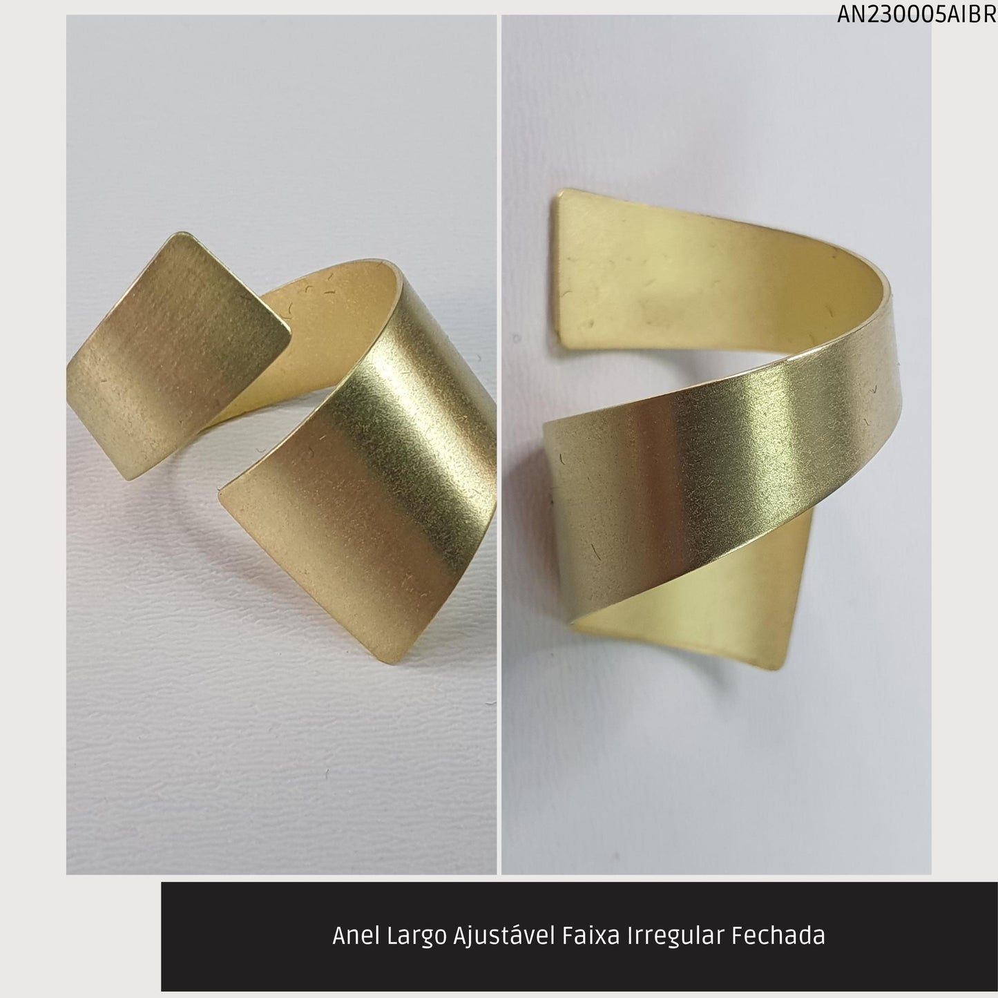 Anel Largo Ajustável Luas Aberta/Fechada  - Código.: AN230005AIBR  - Peso.: 3.0 gr