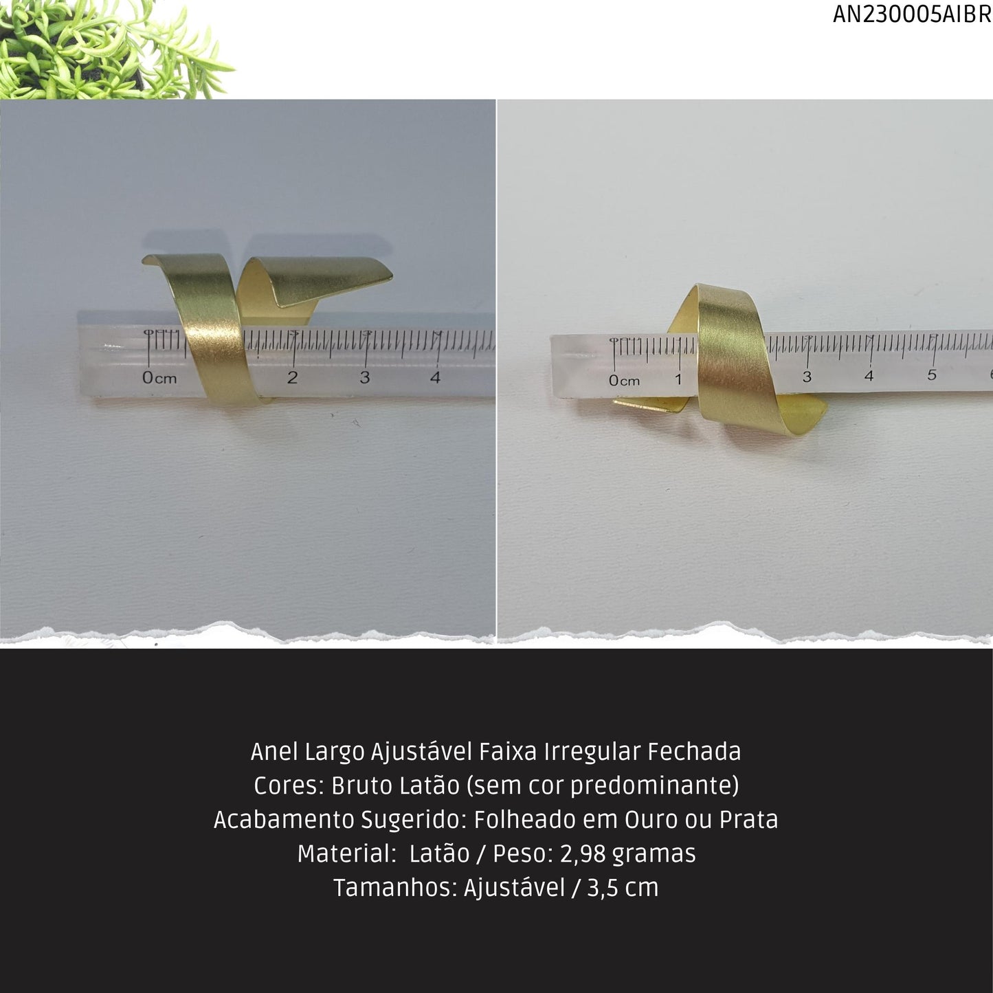 Anel Largo Ajustável Luas Aberta/Fechada  - Código.: AN230005AIBR  - Peso.: 3.0 gr