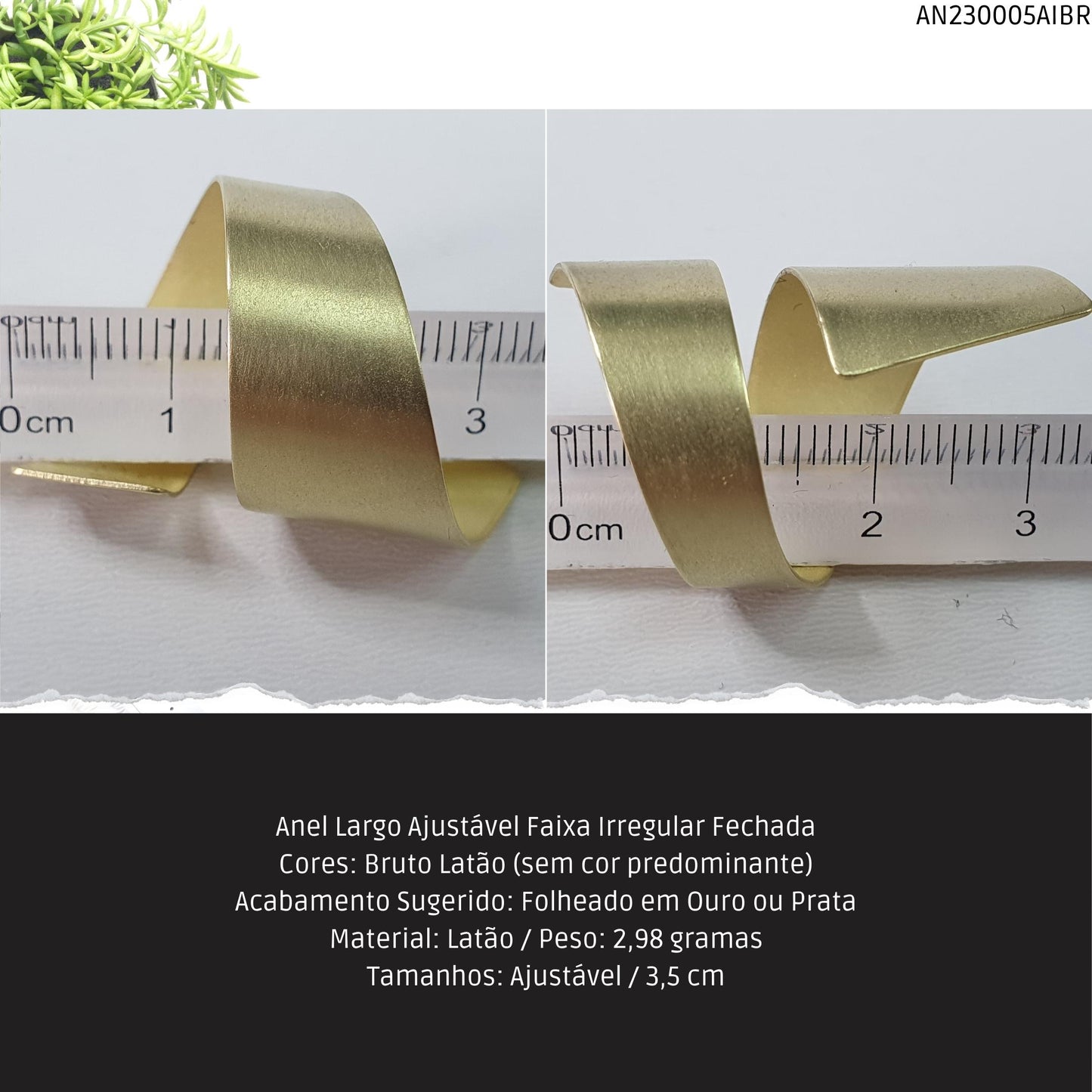 Anel Largo Ajustável Luas Aberta/Fechada  - Código.: AN230005AIBR  - Peso.: 3.0 gr