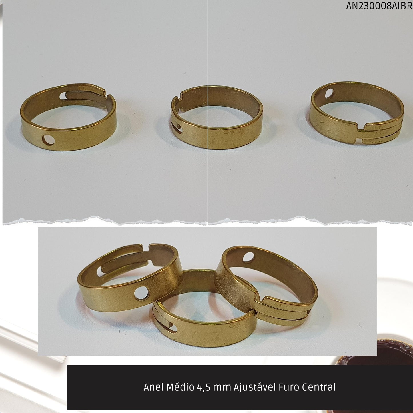 Anel Médio 4.5 mm Ajustável Furo Central  - Código.: AN230008AIBR  - Peso.: 1.8 gr