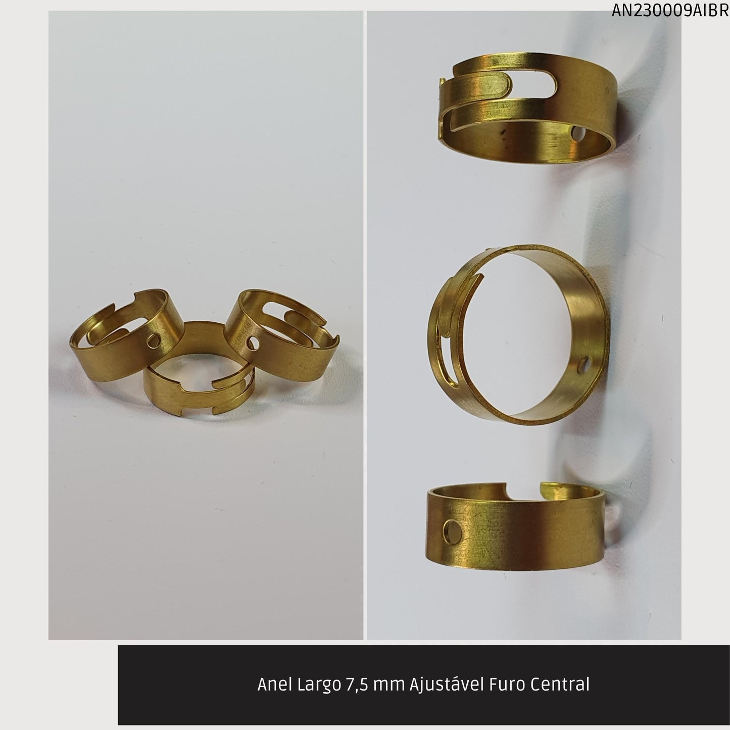 Anel Largo 7.5 mm Ajustável Furo Central  - Código.: AN230009AIBR  - Peso.: 2.6 gr