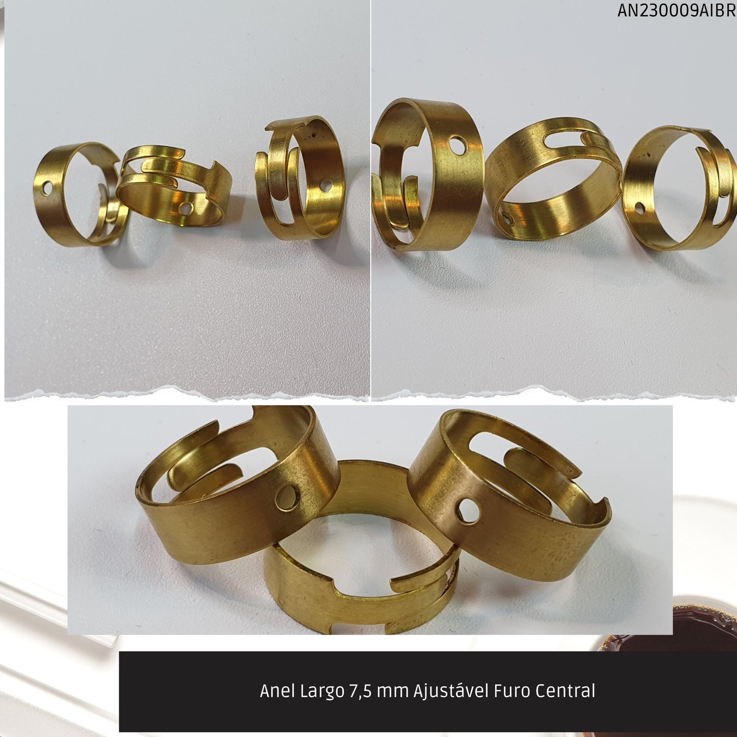 Anel Largo 7.5 mm Ajustável Furo Central  - Código.: AN230009AIBR  - Peso.: 2.6 gr