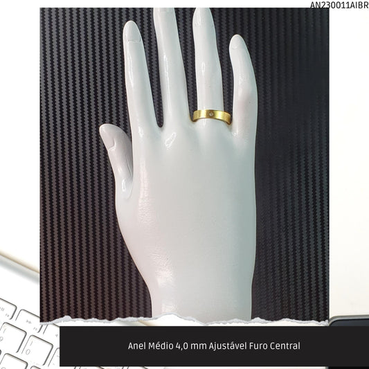 Anel Médio 4.0 mm Ajustável Furo Central  - Código.: AN230011AIBR  - Peso.: 1.5 gr