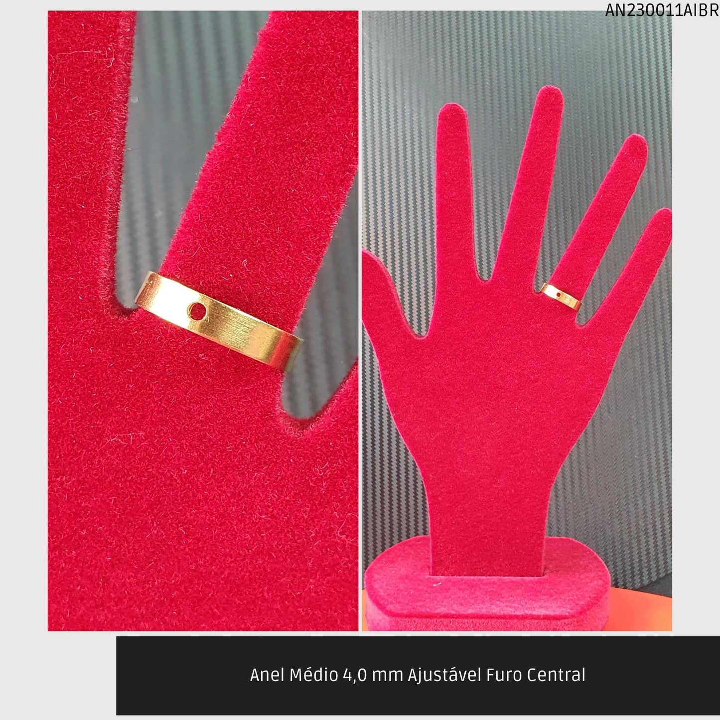 Anel Médio 4.0 mm Ajustável Furo Central  - Código.: AN230011AIBR  - Peso.: 1.5 gr