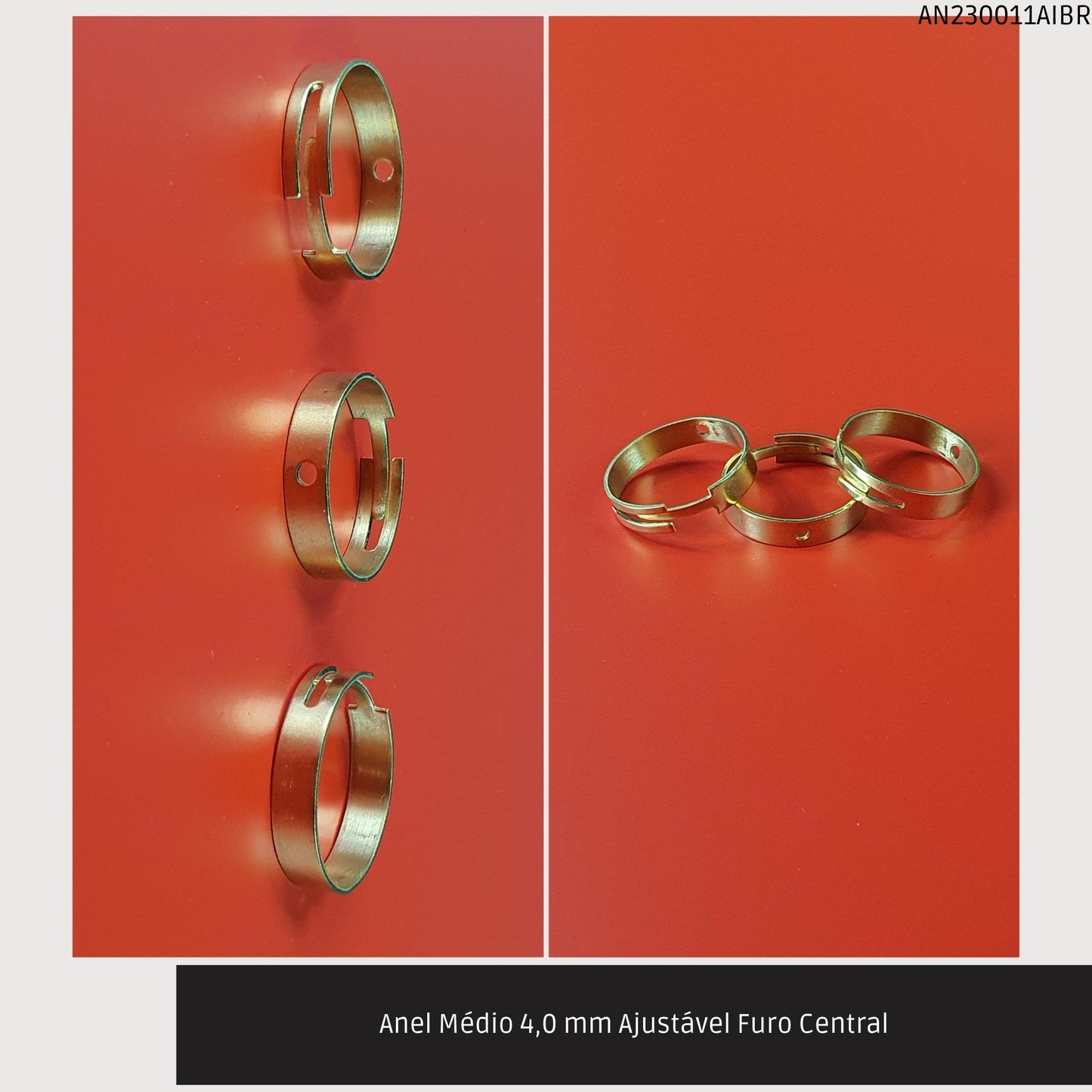 Anel Médio 4.0 mm Ajustável Furo Central  - Código.: AN230011AIBR  - Peso.: 1.5 gr