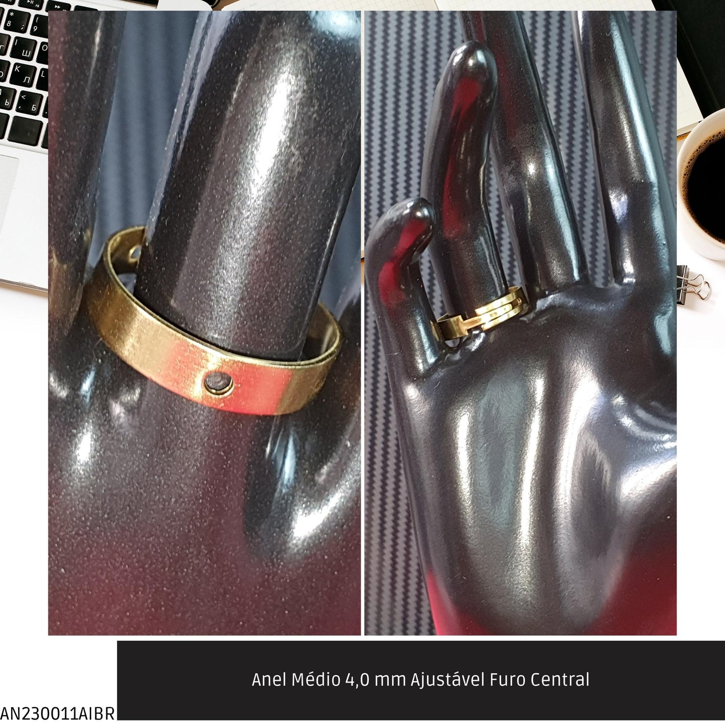 Anel Médio 4.0 mm Ajustável Furo Central  - Código.: AN230011AIBR  - Peso.: 1.5 gr