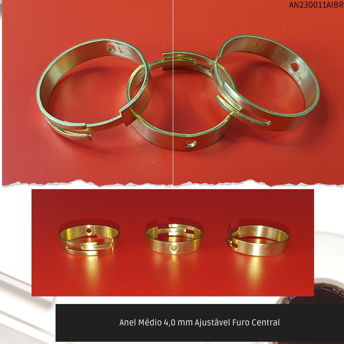 Anel Médio 4.0 mm Ajustável Furo Central  - Código.: AN230011AIBR  - Peso.: 1.5 gr