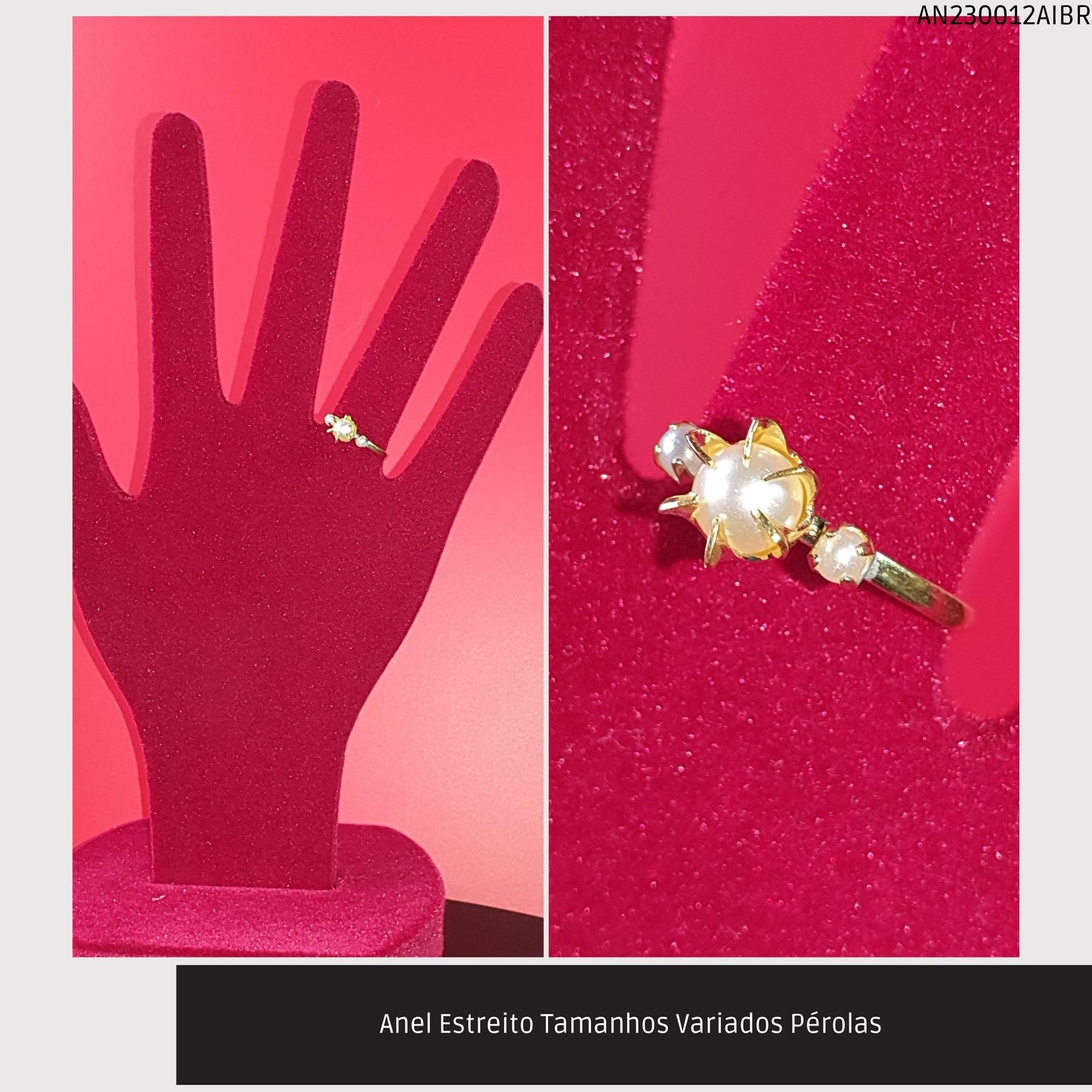 Anel Estreito Tamanhos Variados Pérolas   - Código.: AN230012AIBR  - Peso.: 1.7 gr