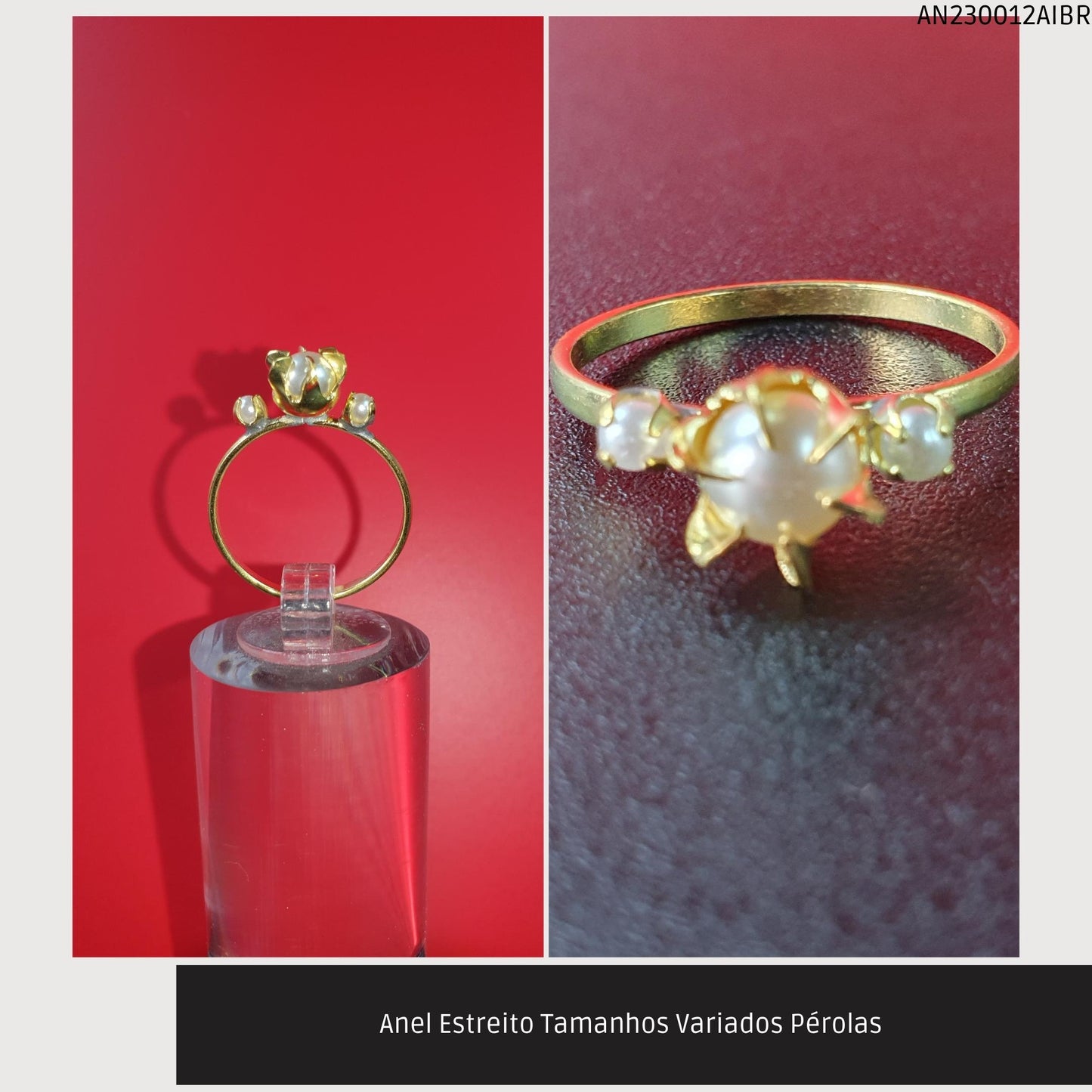 Anel Estreito Tamanhos Variados Pérolas   - Código.: AN230012AIBR  - Peso.: 1.7 gr