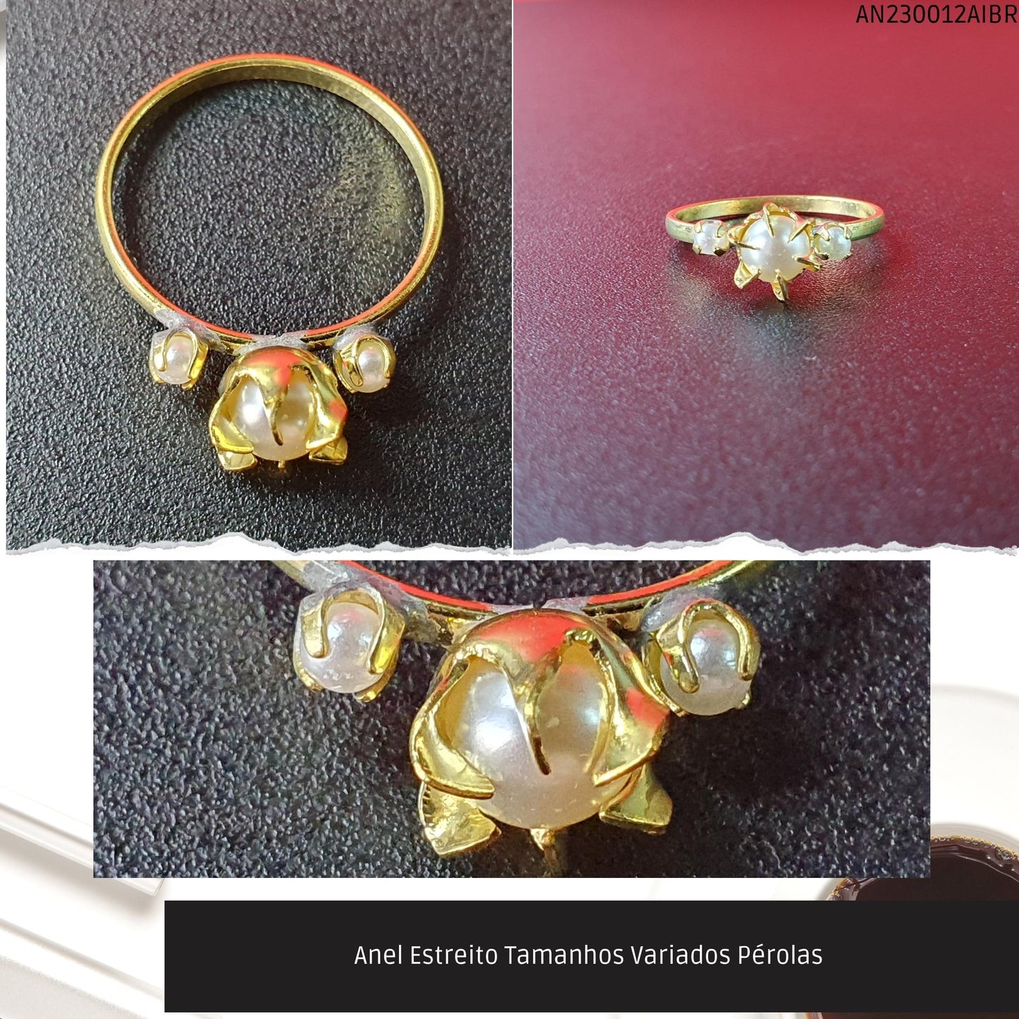 Anel Estreito Tamanhos Variados Pérolas   - Código.: AN230012AIBR  - Peso.: 1.7 gr