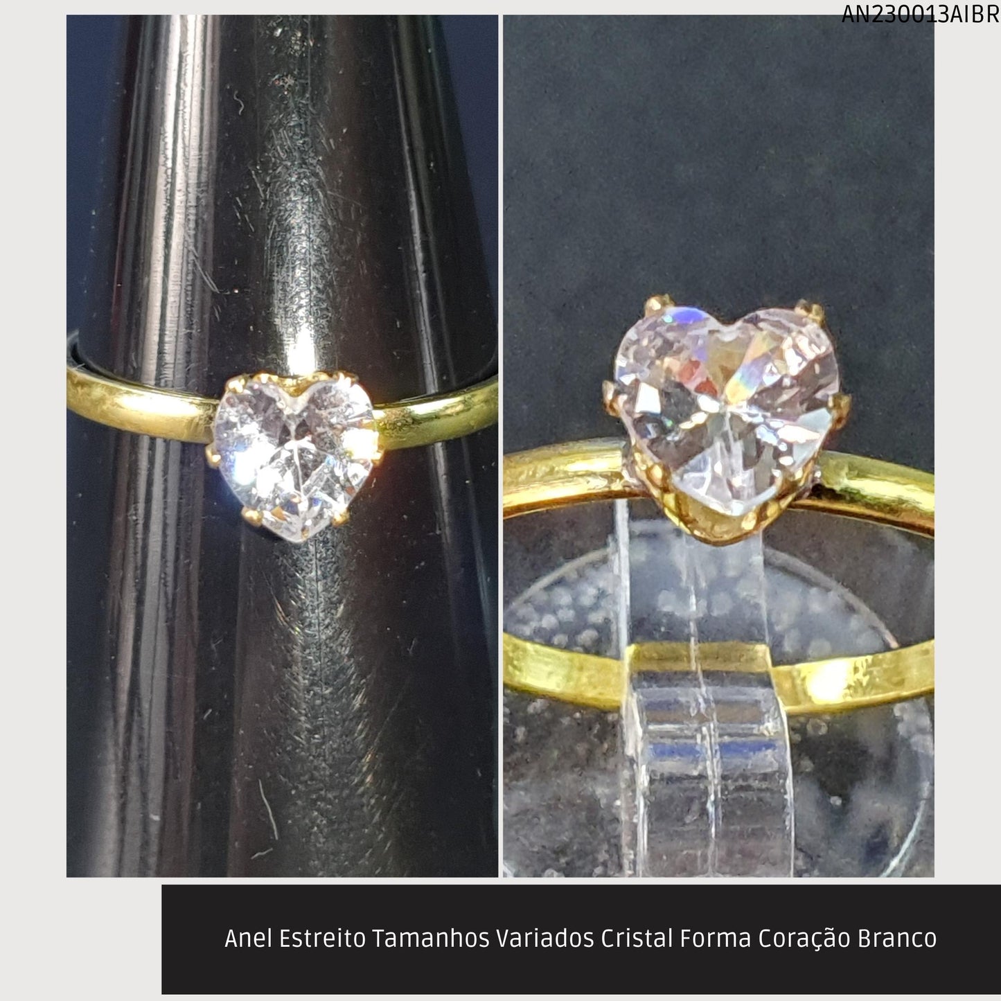 Anel Estreito Tamanhos Variados Cristal Branco  - Código.: AN230013AIBR  - Peso.: 1.1 gr
