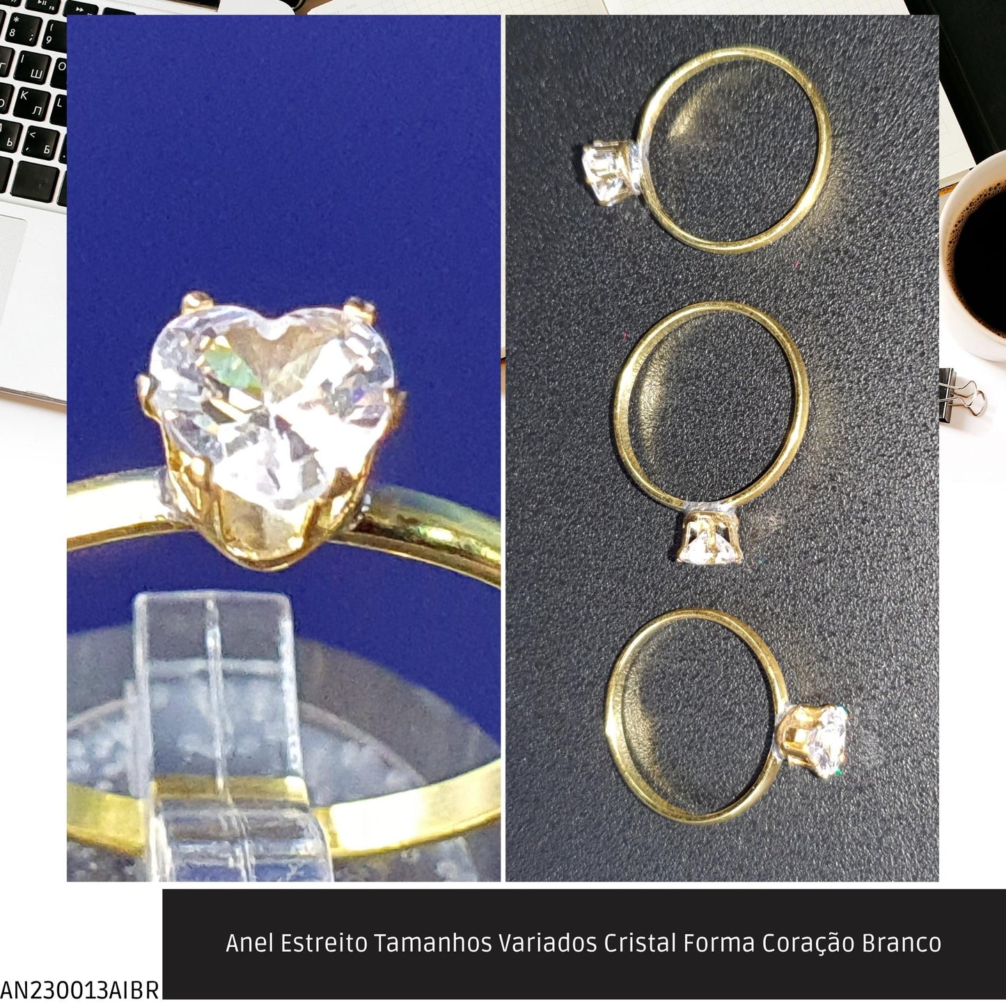 Anel Estreito Tamanhos Variados Cristal Branco  - Código.: AN230013AIBR  - Peso.: 1.1 gr