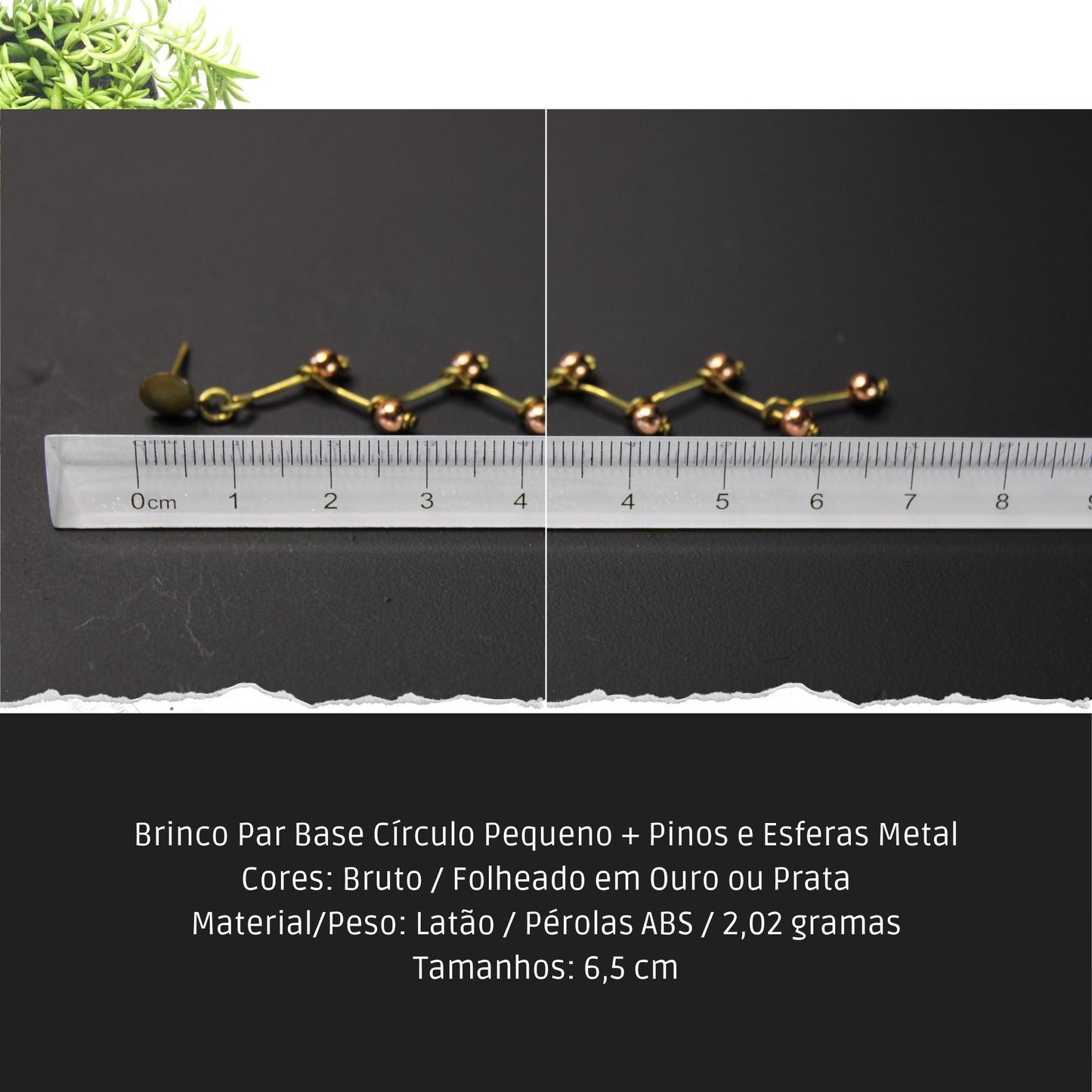 Brinco Par Base Círculo Pequeno + Pinos e Esferas Metal  - Código.: BR230020AIBR  - Peso.: 2.0 gr