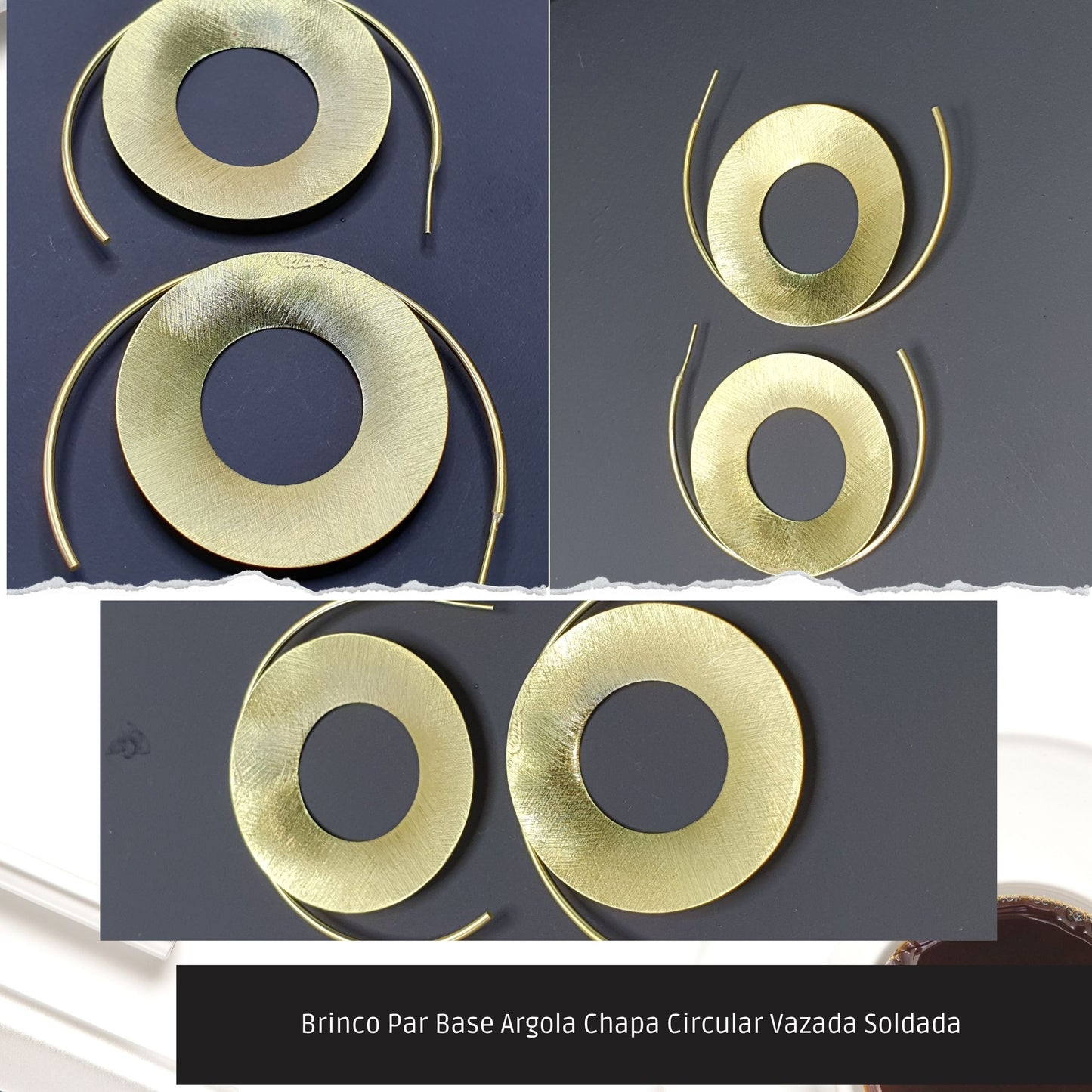 Brinco Par Base Argola Chapa Circular Vazada Soldada   - Código.: BR230056AIBR  - Peso.: 10.7 gr