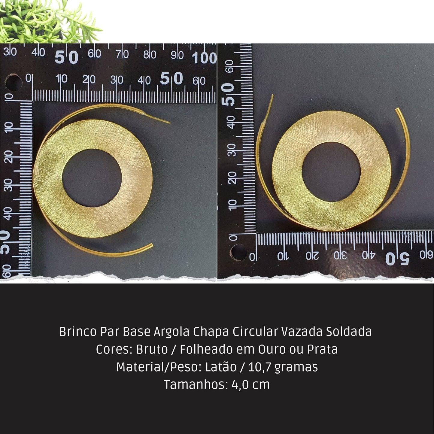 Brinco Par Base Argola Chapa Circular Vazada Soldada   - Código.: BR230056AIBR  - Peso.: 10.7 gr