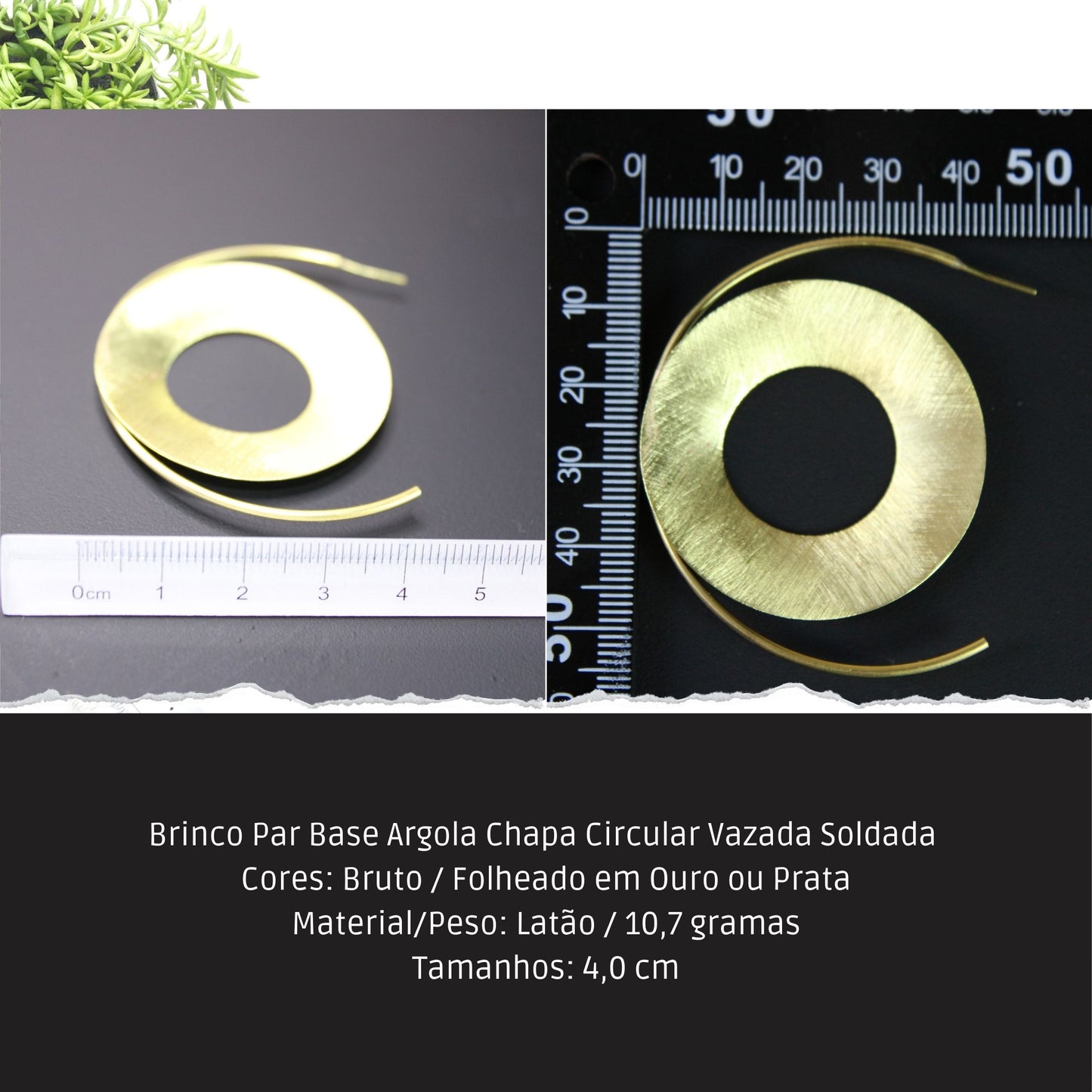 Brinco Par Base Argola Chapa Circular Vazada Soldada   - Código.: BR230056AIBR  - Peso.: 10.7 gr