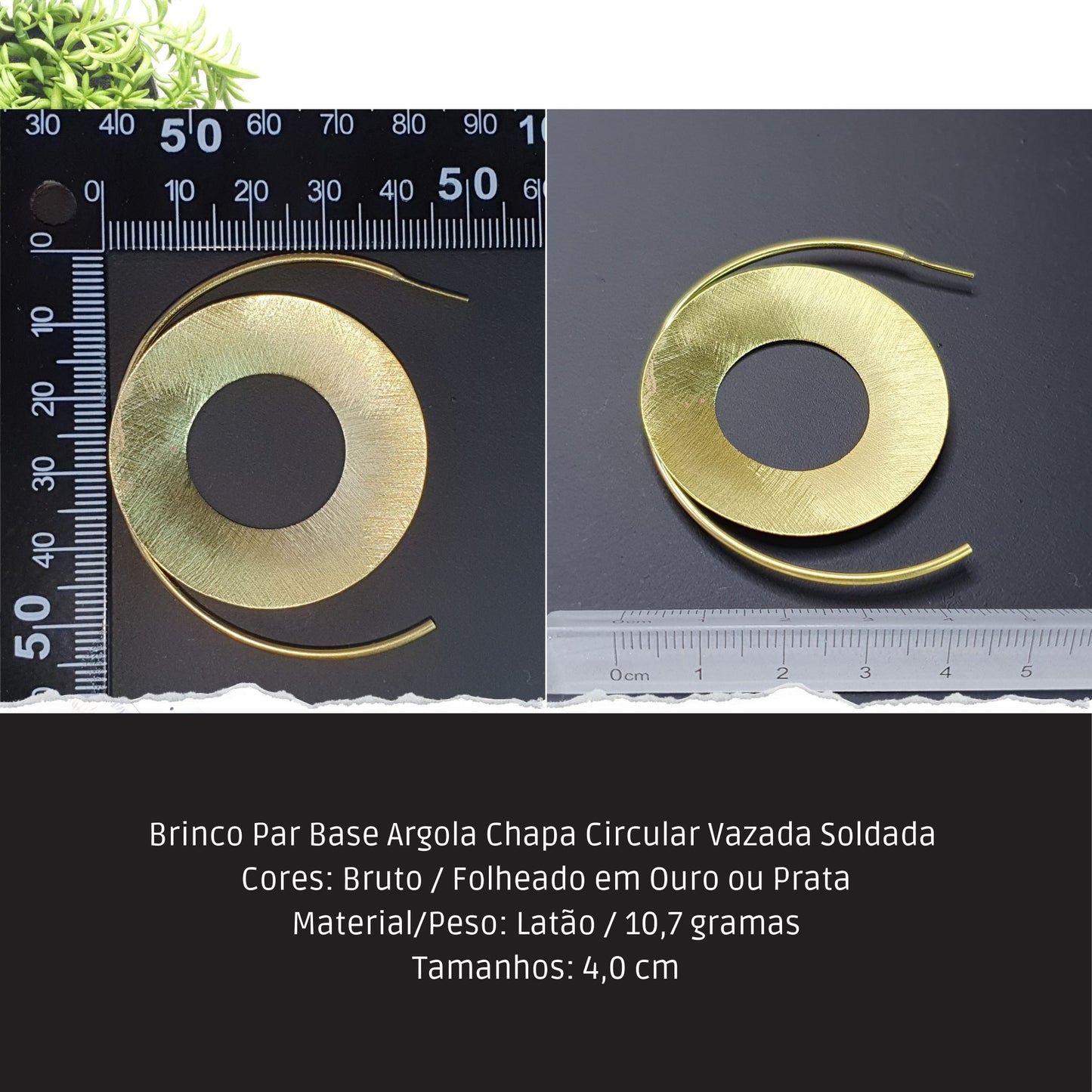 Brinco Par Base Argola Chapa Circular Vazada Soldada   - Código.: BR230056AIBR  - Peso.: 10.7 gr