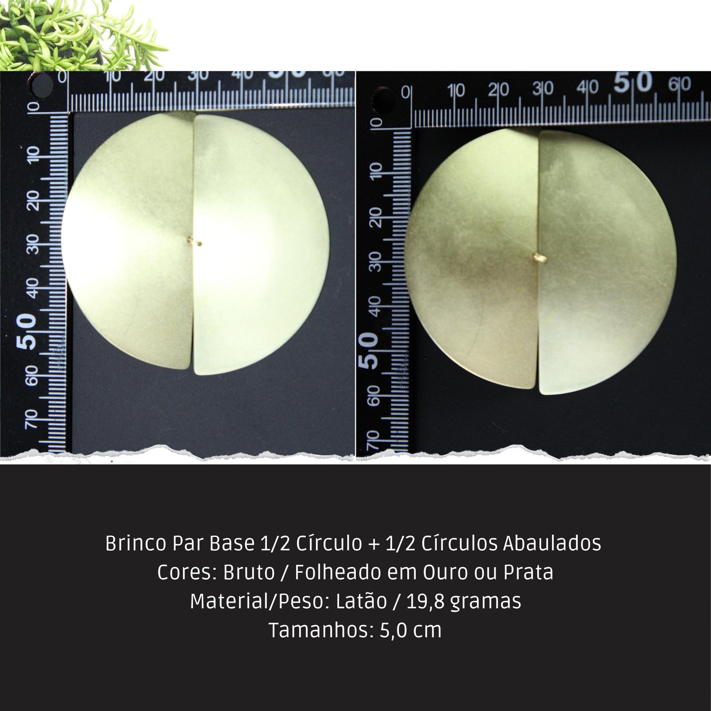 Brinco Par Base 1/2 Círculo + 1/2 Círculos Abaulados   - Código.: BR230057AIBR  - Peso.: 19.2 gr