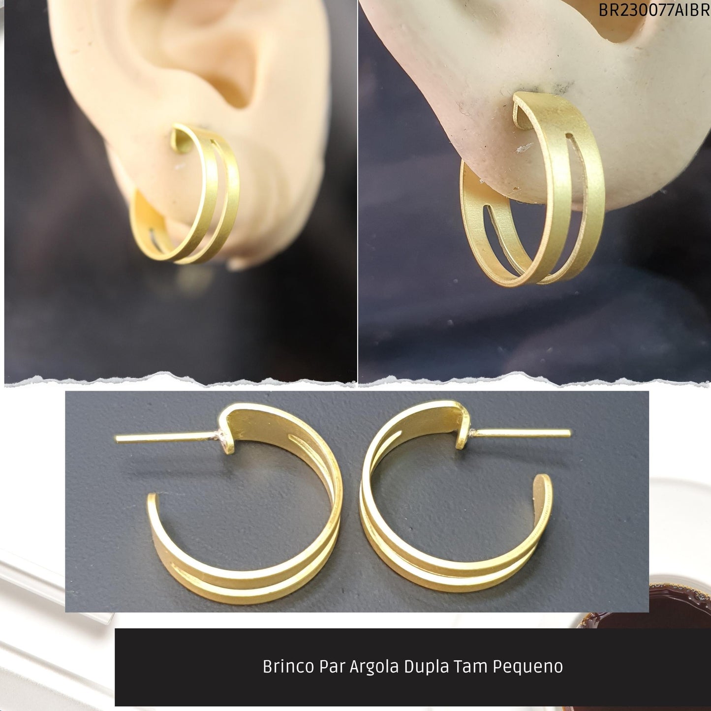 Brinco Par Argola Dupla Tam Pequeno  - Código.: BR230077AIBR  - Peso.: 2.7 gr