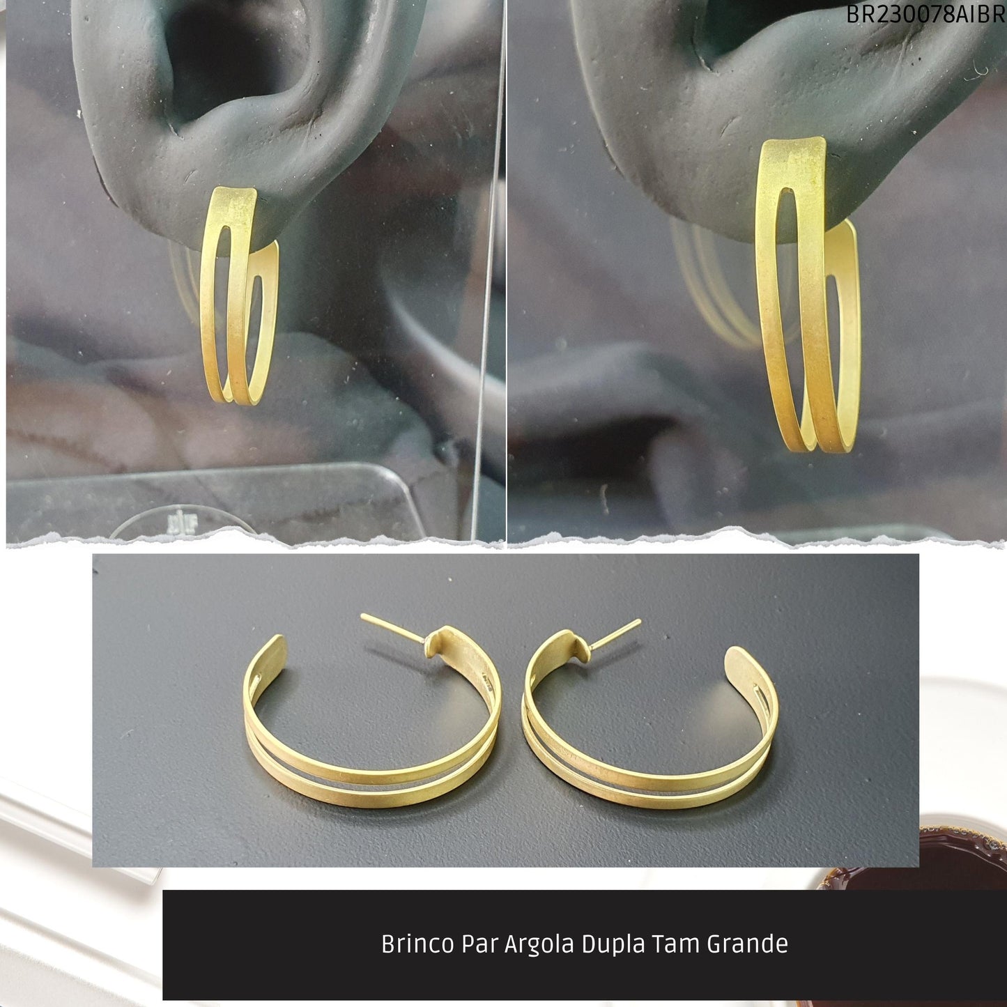 Brinco Par Argola Dupla Tam Grande  - Código.: BR230078AIBR  - Peso.: 4.2 gr