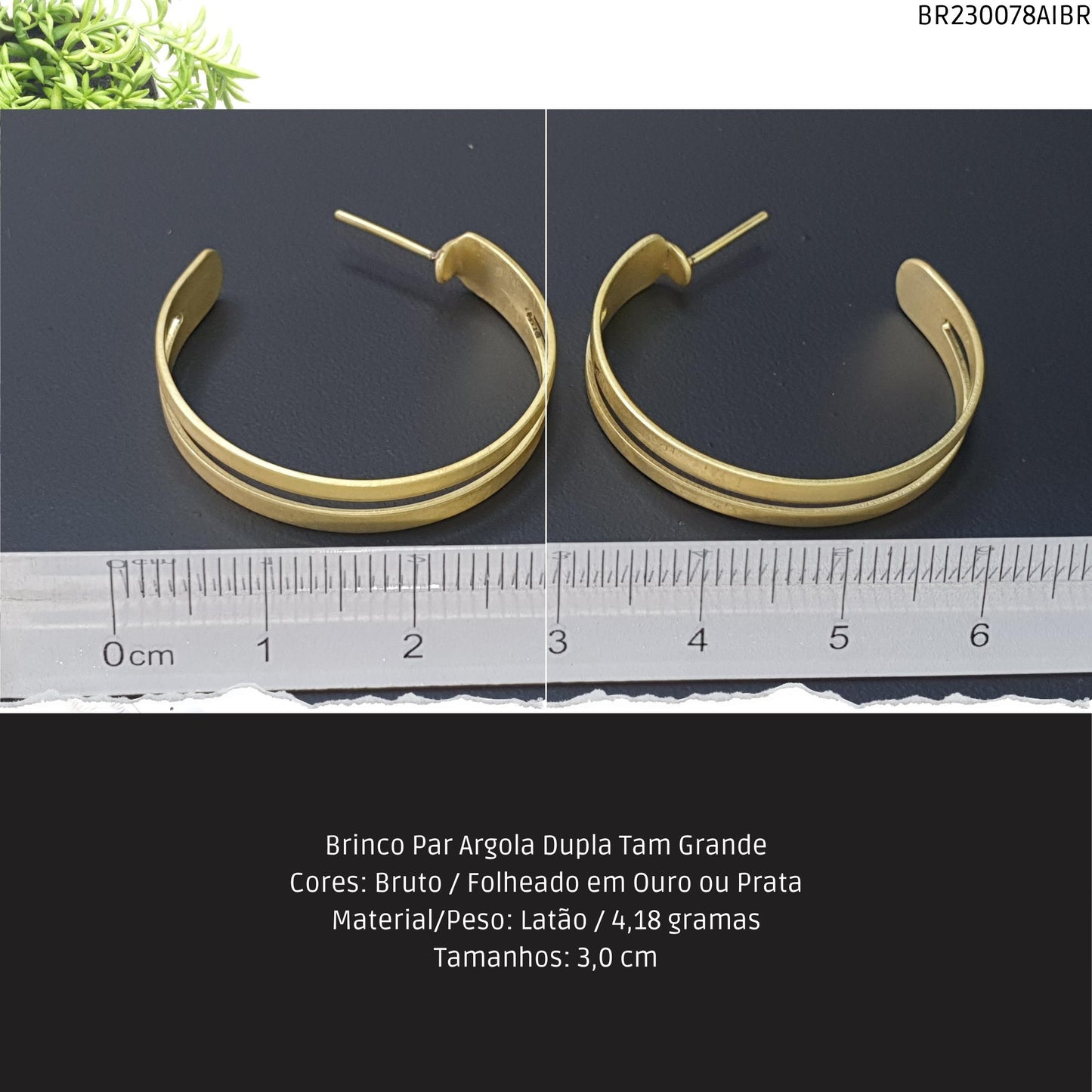 Brinco Par Argola Dupla Tam Grande  - Código.: BR230078AIBR  - Peso.: 4.2 gr