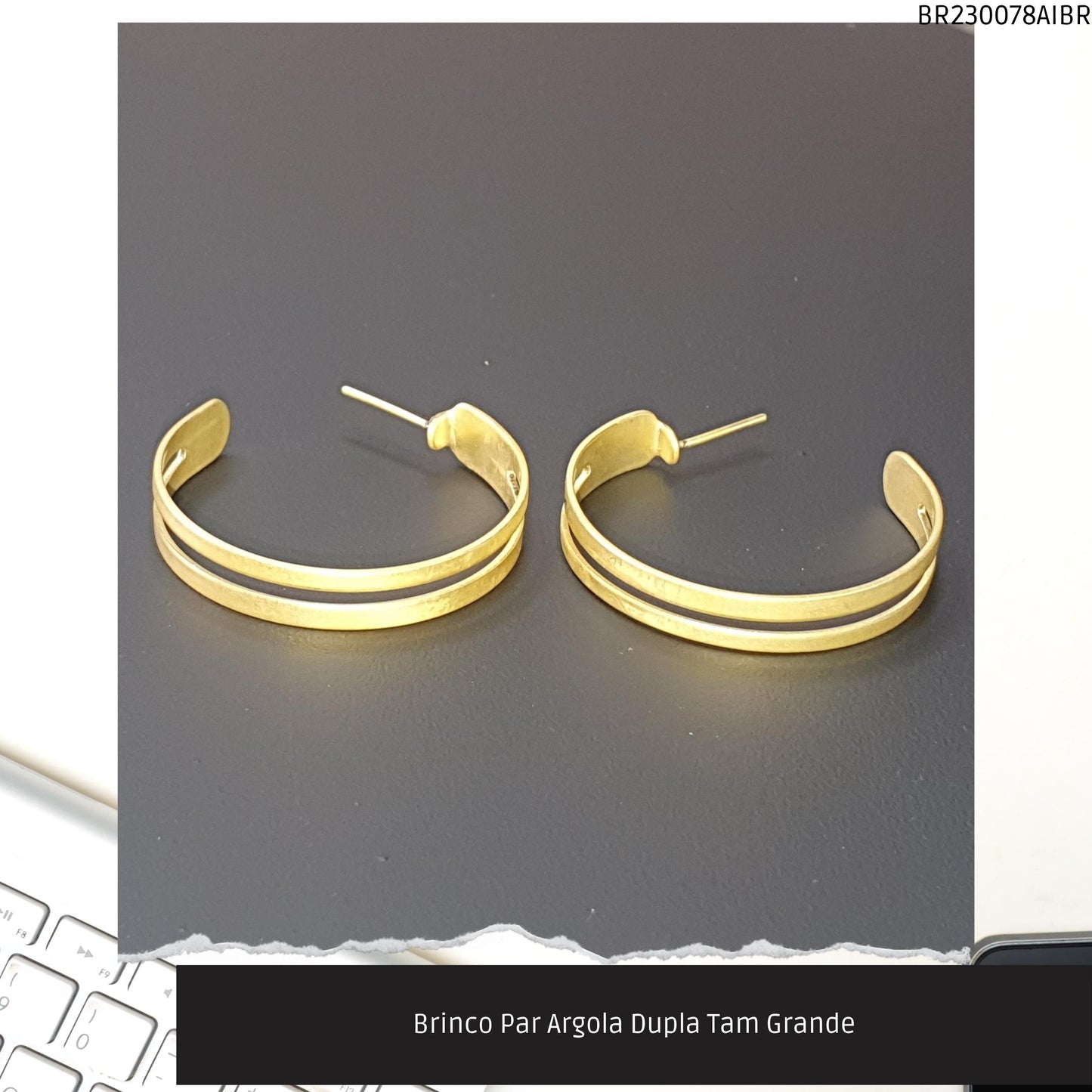 Brinco Par Argola Dupla Tam Grande  - Código.: BR230078AIBR  - Peso.: 4.2 gr
