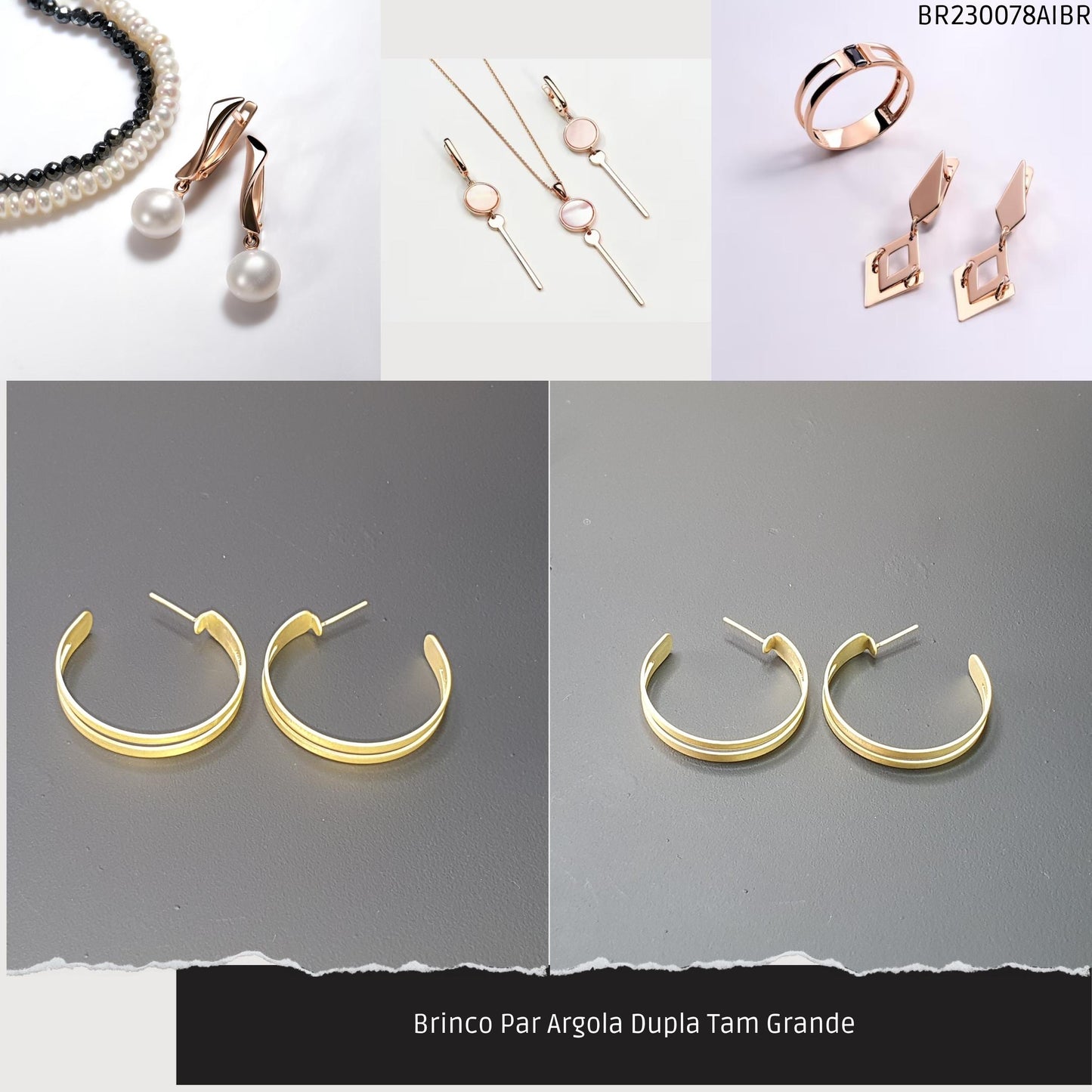 Brinco Par Argola Dupla Tam Grande  - Código.: BR230078AIBR  - Peso.: 4.2 gr