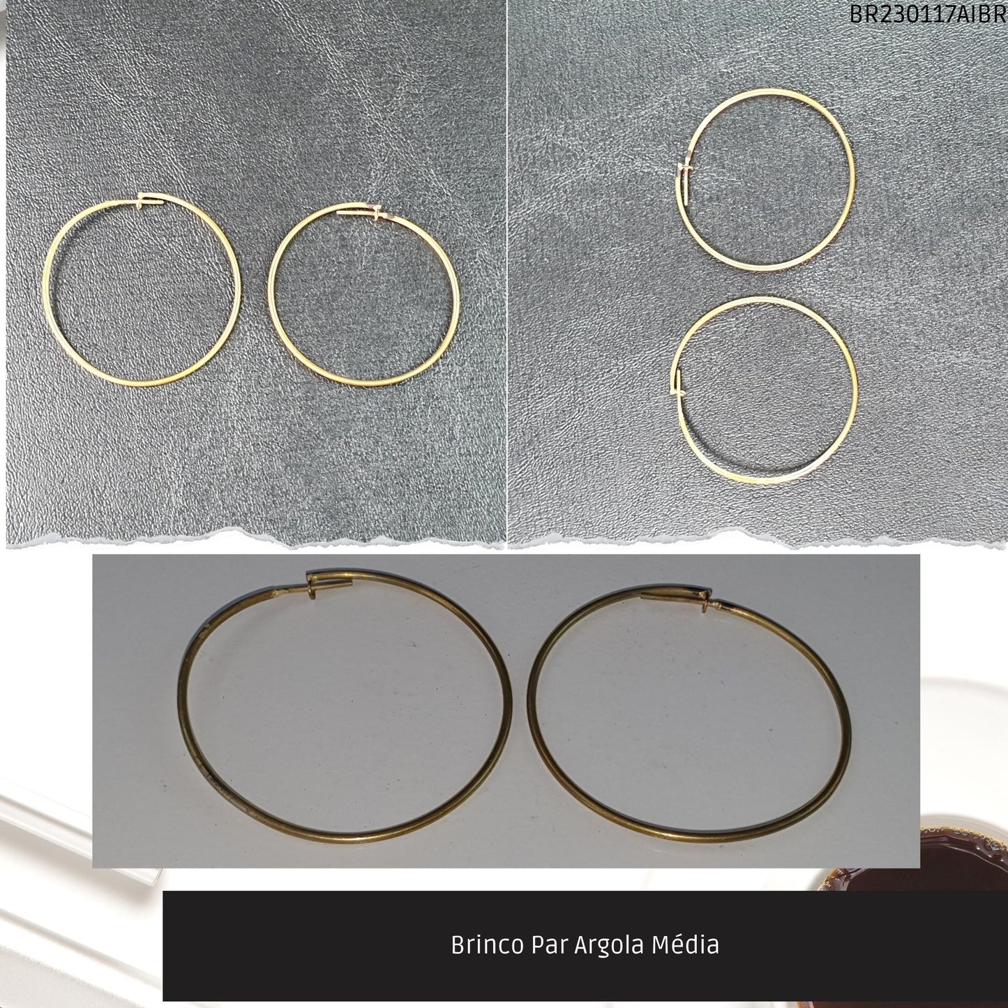 Brinco Par Argola Média  - Código.: BR230117AIBR  - Peso.: 2.4 gr