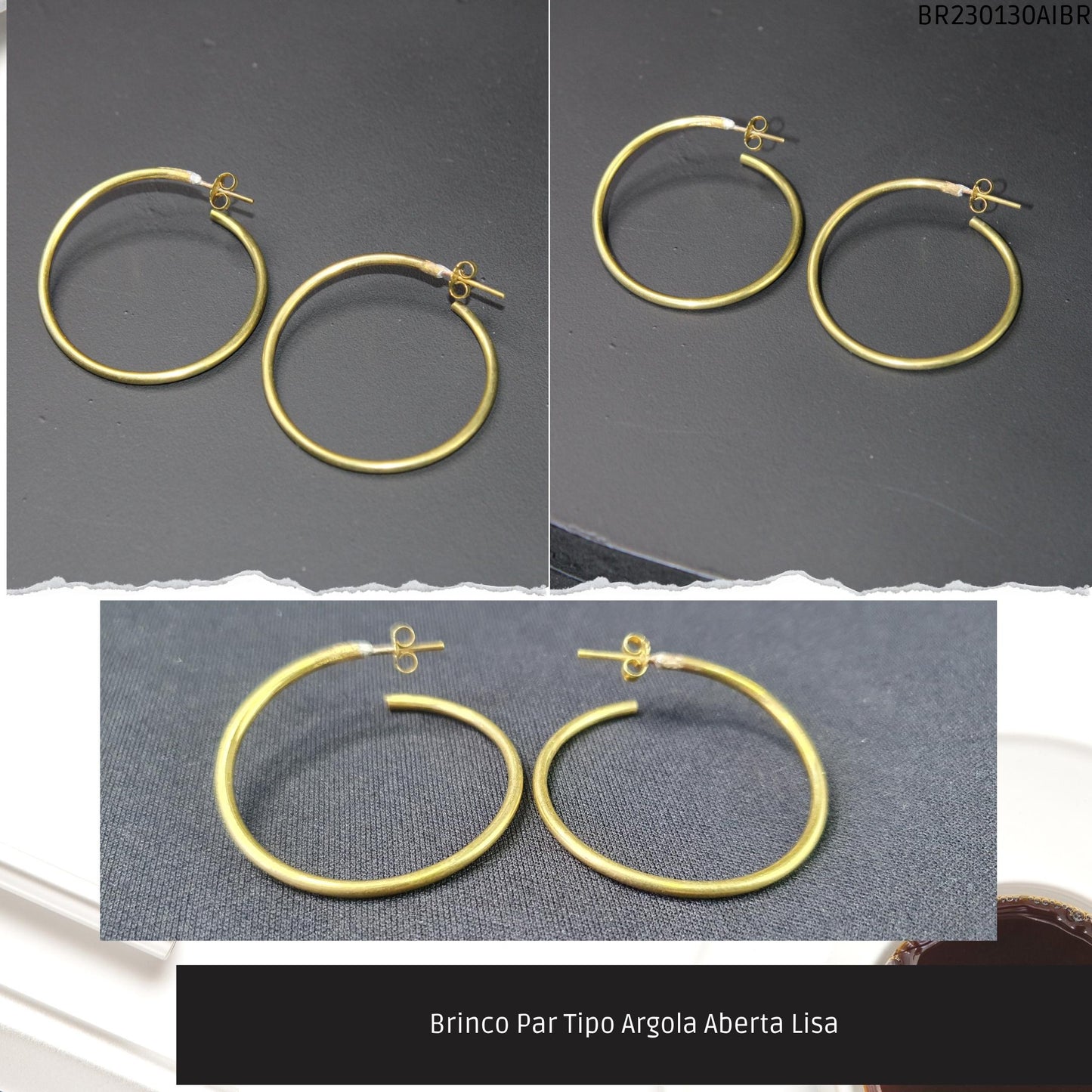 Brinco Par Tipo Argola Aberta Lisa  - Código.: BR230130AIBR  - Peso.: 6.4 gr