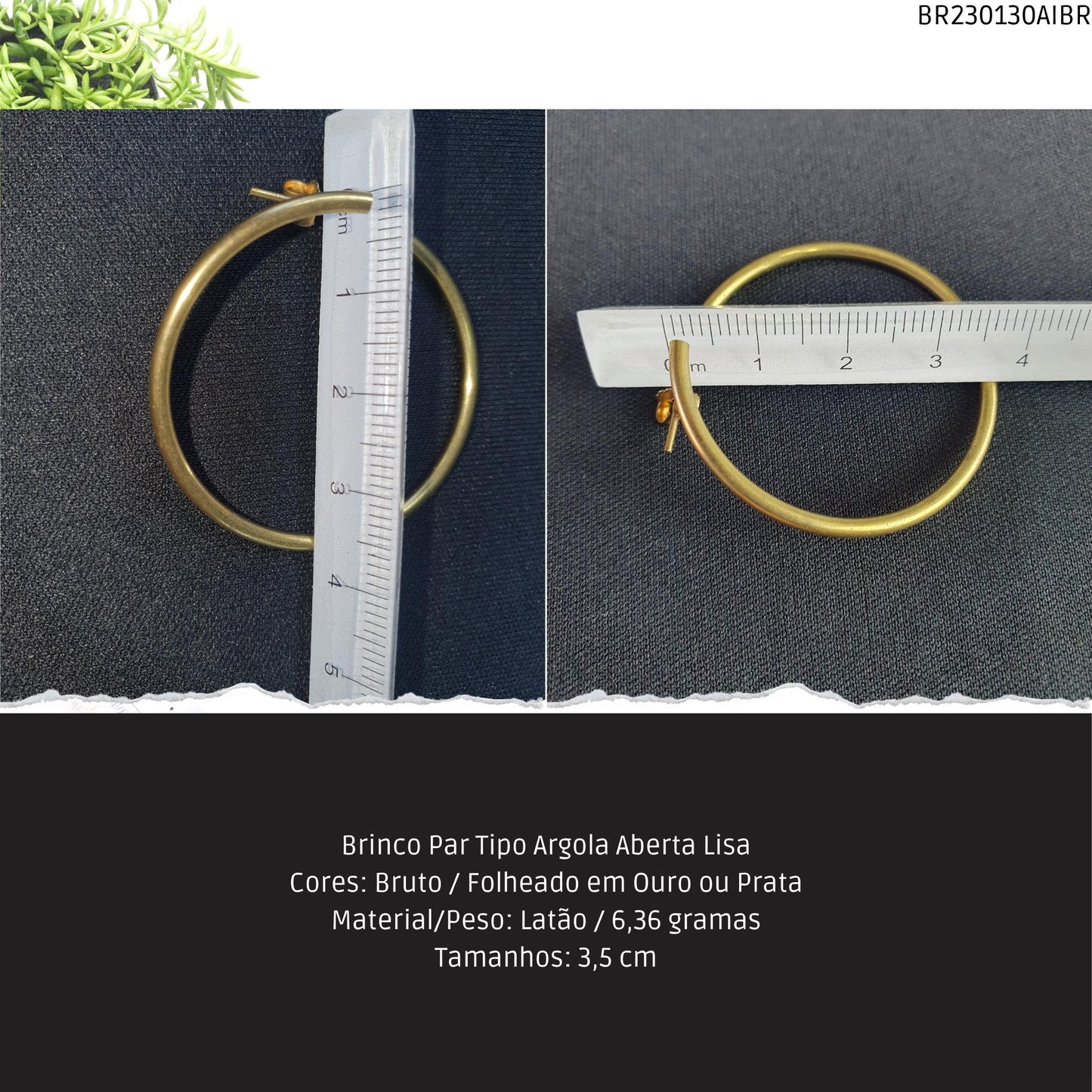 Brinco Par Tipo Argola Aberta Lisa  - Código.: BR230130AIBR  - Peso.: 6.4 gr