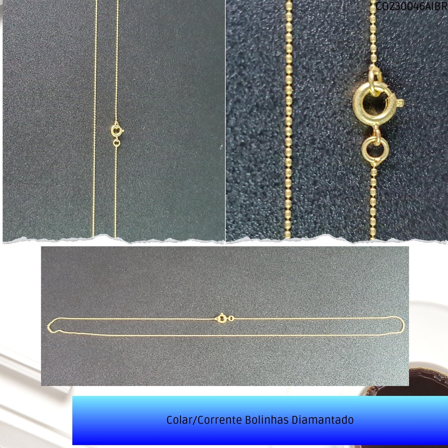 Colar/Corrente Bolinhas Diamantado  - Código.: CO230046AIBR  - Peso.: 1.3 gr