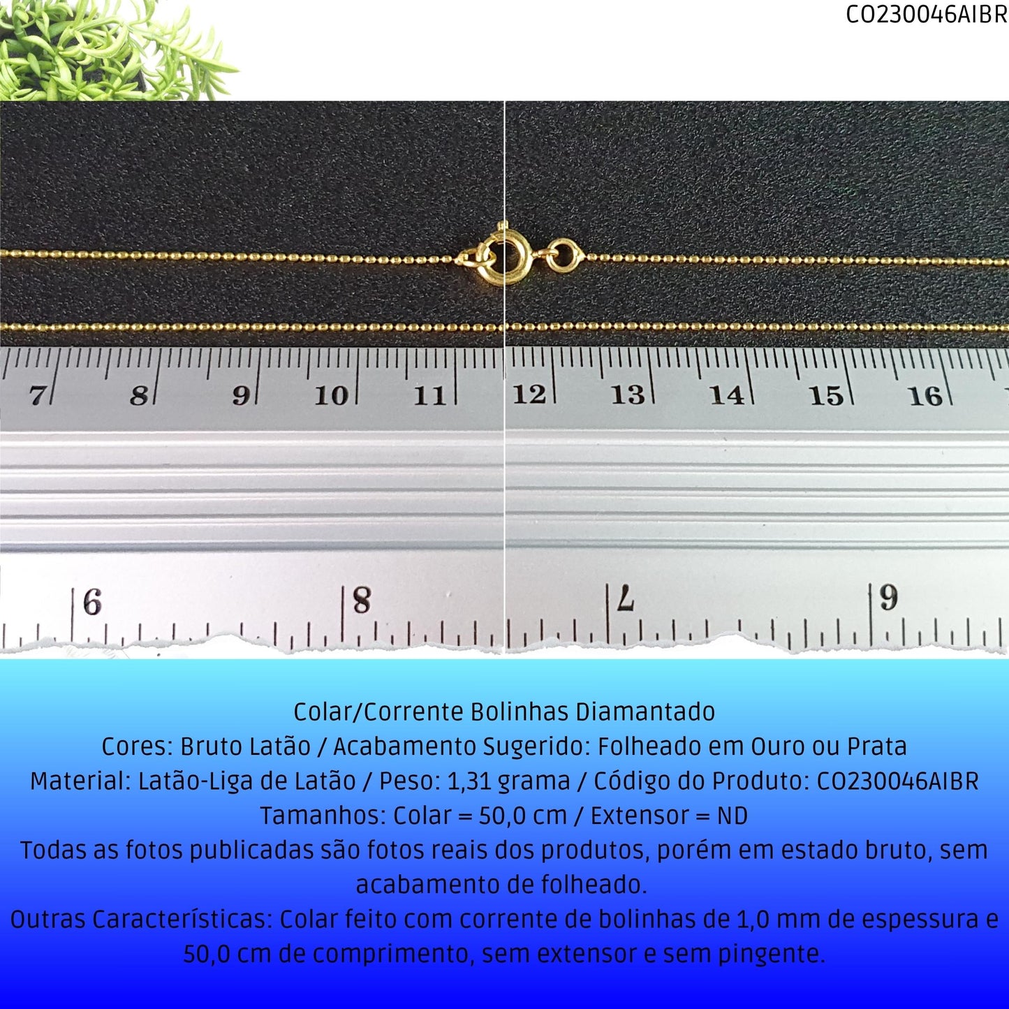 Colar/Corrente Bolinhas Diamantado  - Código.: CO230046AIBR  - Peso.: 1.3 gr