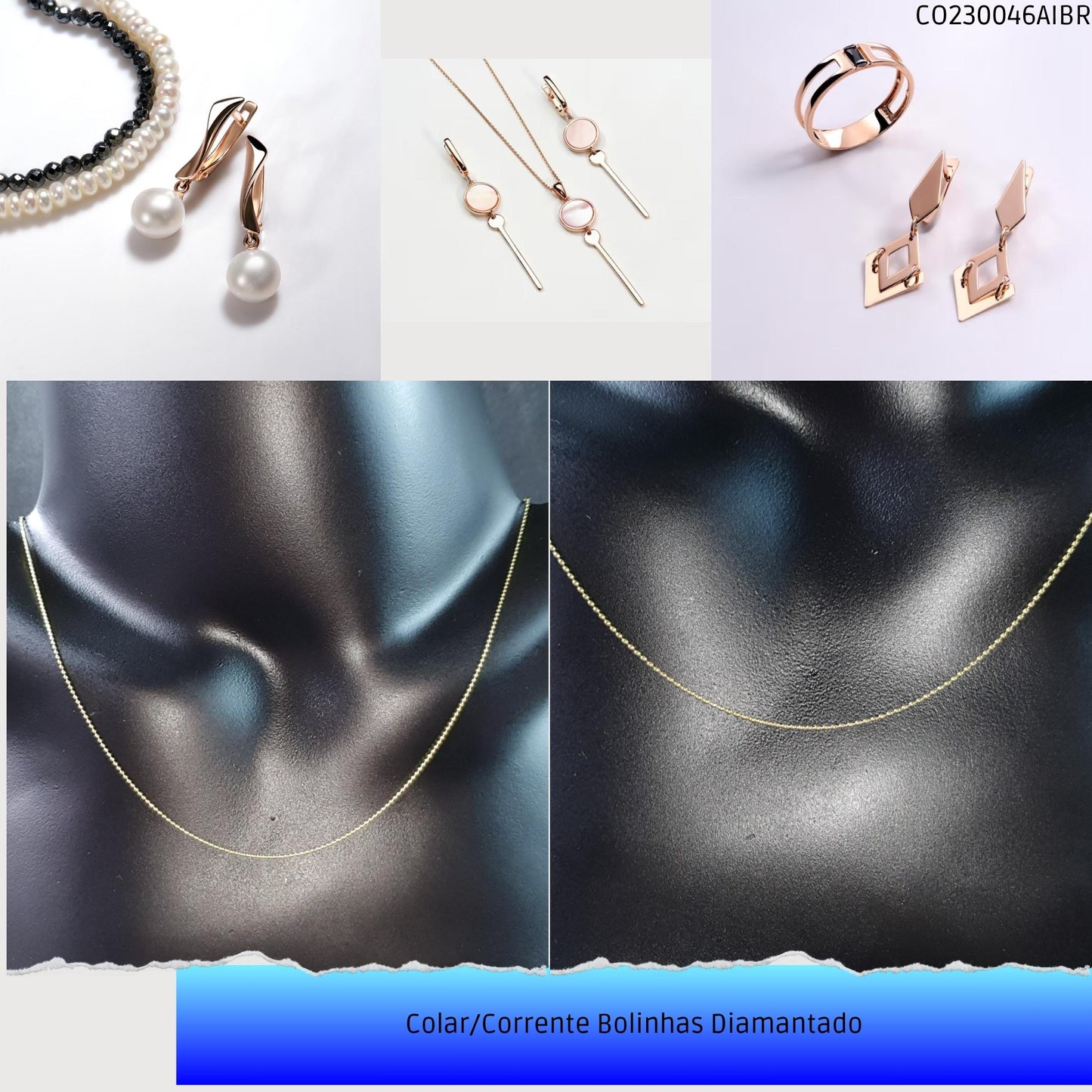Colar/Corrente Bolinhas Diamantado  - Código.: CO230046AIBR  - Peso.: 1.3 gr