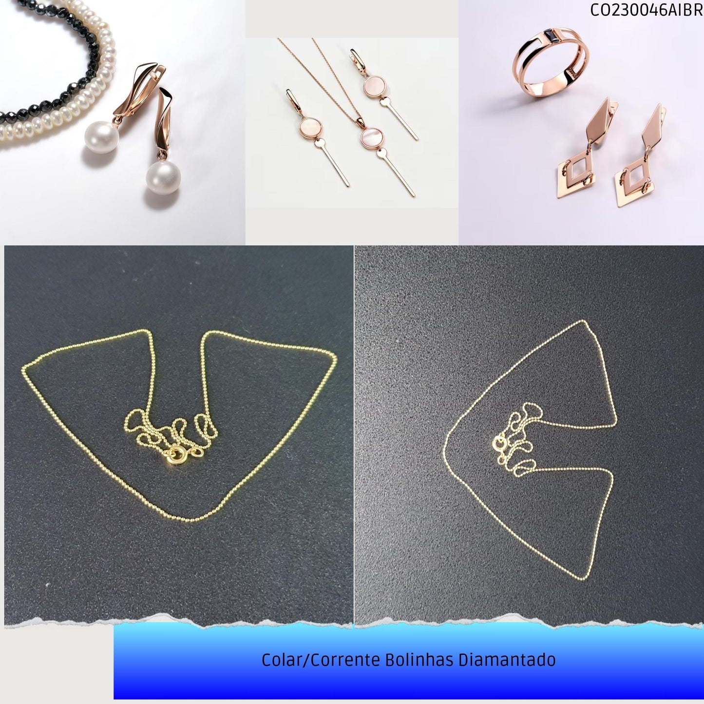 Colar/Corrente Bolinhas Diamantado  - Código.: CO230046AIBR  - Peso.: 1.3 gr