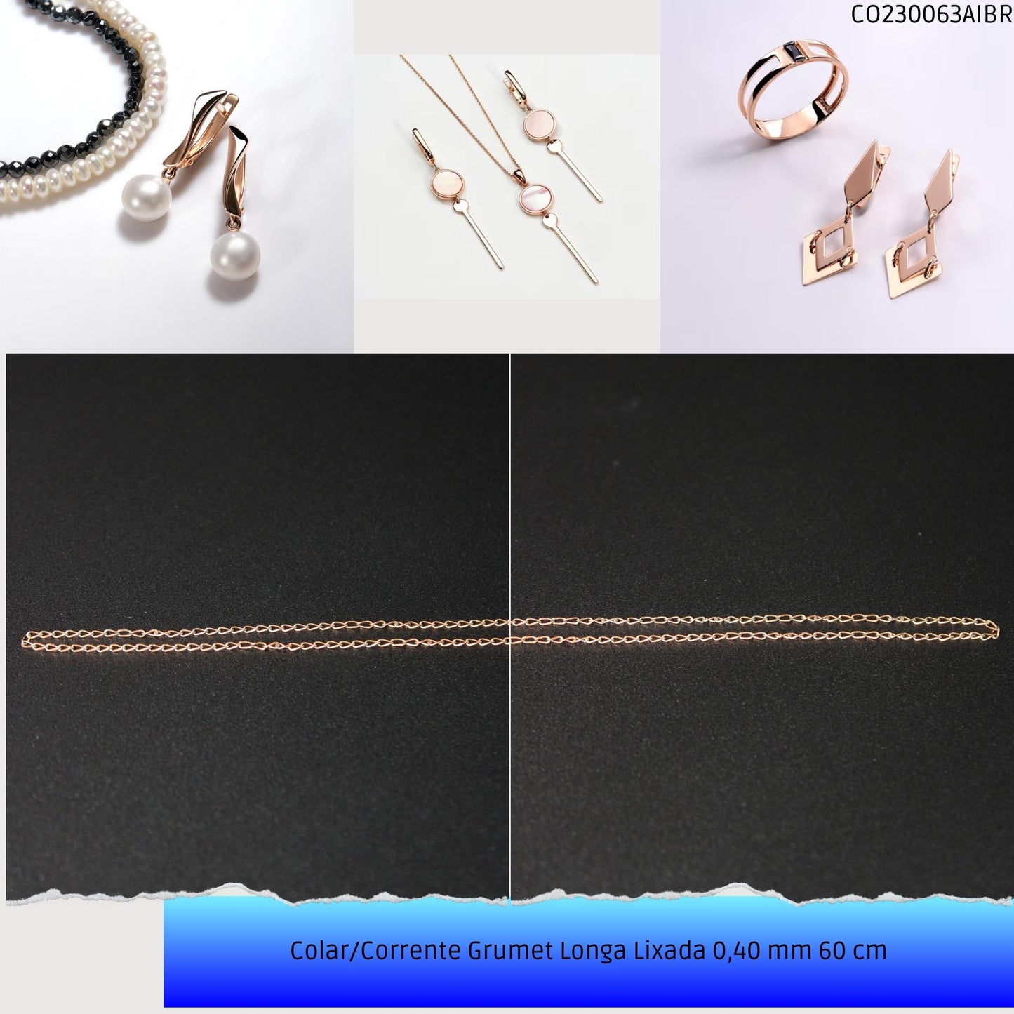 Colar/Corrente Grumet Longa Lixada 0.40 mm 60 cm  - Código.: CO230063AIBR  - Peso.: 2.3 gr