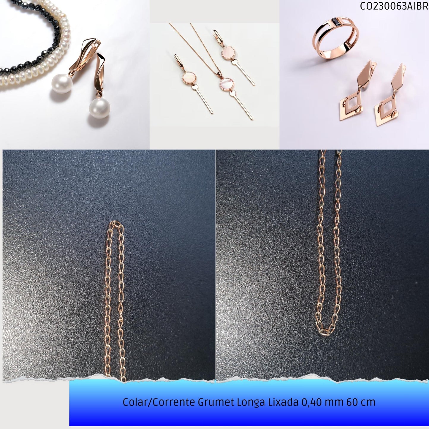 Colar/Corrente Grumet Longa Lixada 0.40 mm 60 cm  - Código.: CO230063AIBR  - Peso.: 2.3 gr
