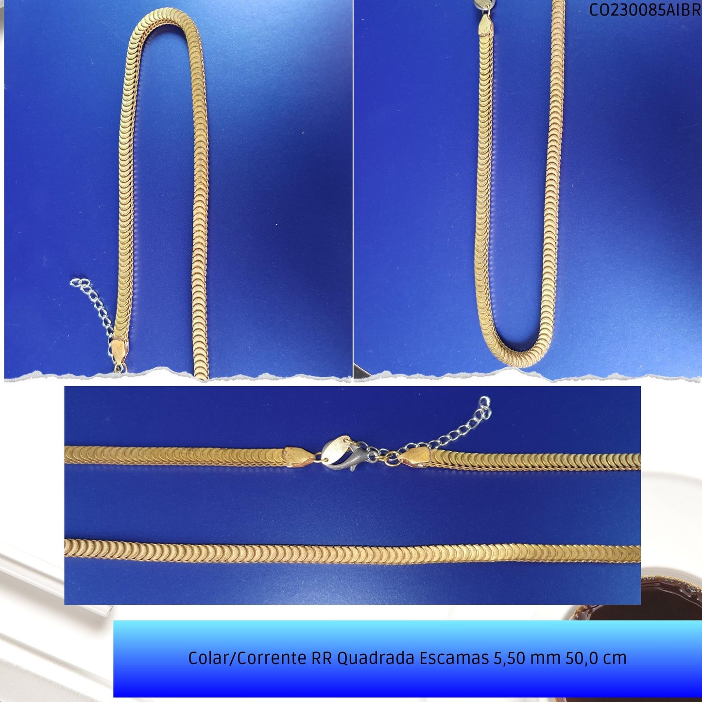 Colar/Corrente RR Quadrada Escamas 5.50 mm 44.0 cm  - Código.: CO230085AIBR-1  - Peso.: 25.7 gr