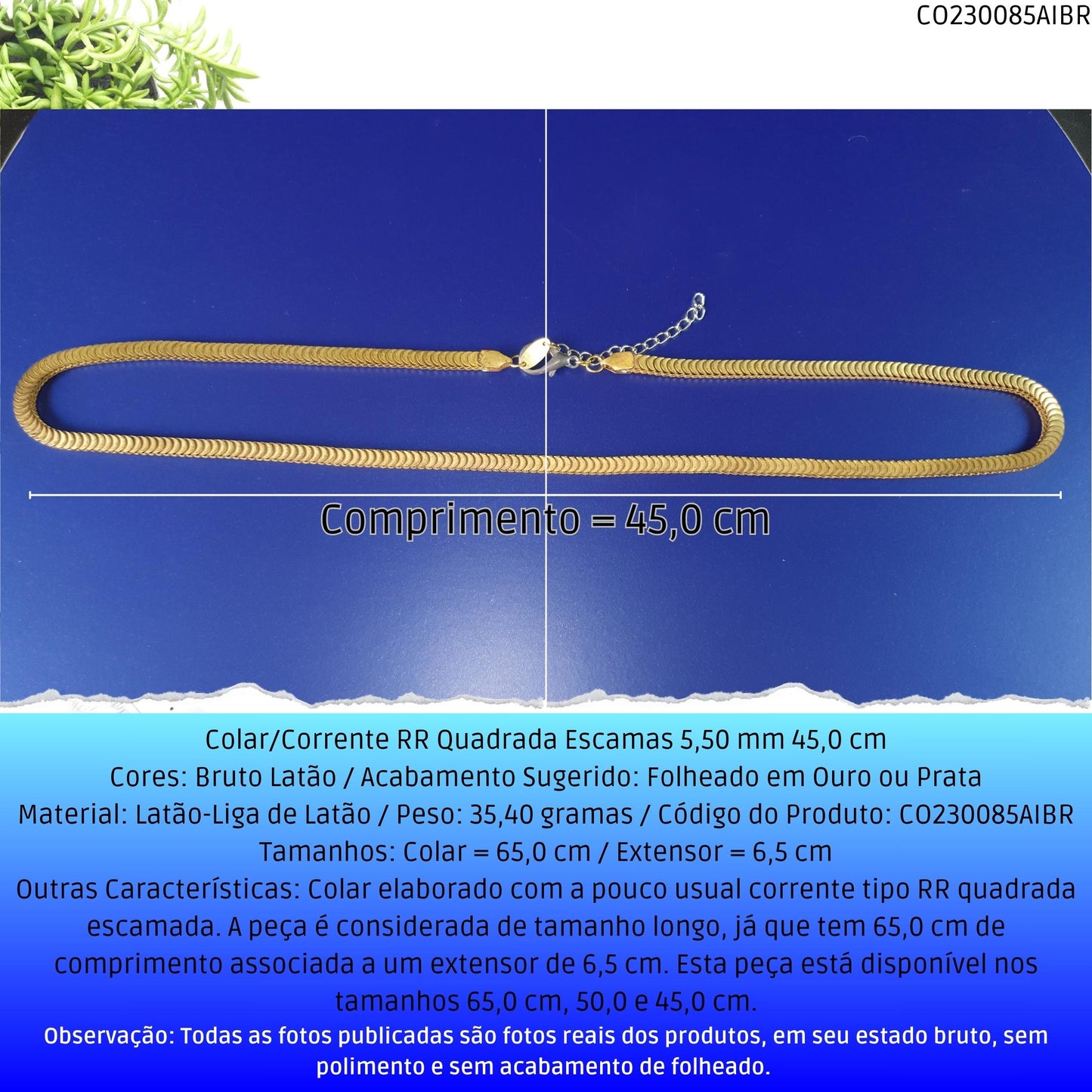 Colar/Corrente RR Quadrada Escamas 5.50 mm 50.0 cm  - Código.: CO230085AIBR-2  - Peso.: 28.1 gr
