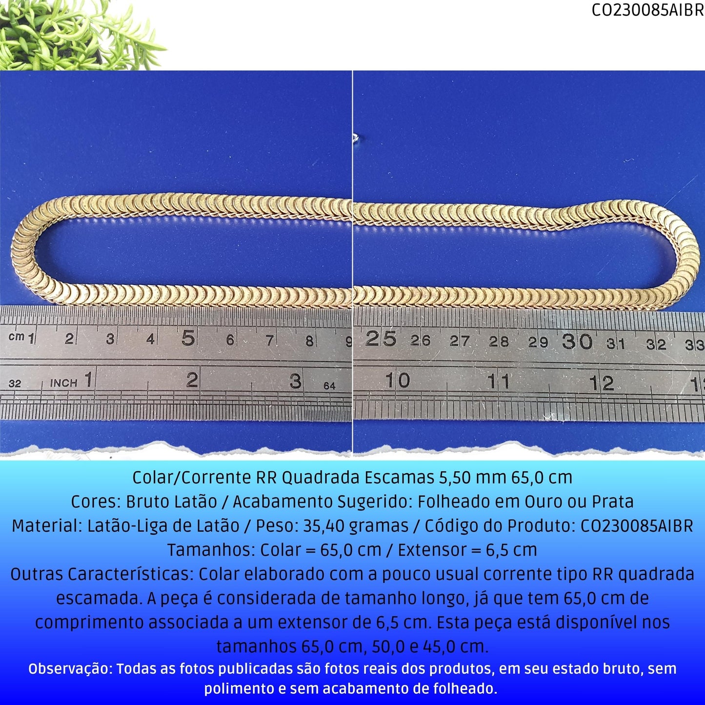 Colar/Corrente RR Quadrada Escamas 5.50 mm 65.0 cm  - Código.: CO230085AIBR  - Peso.: 35.4 gr
