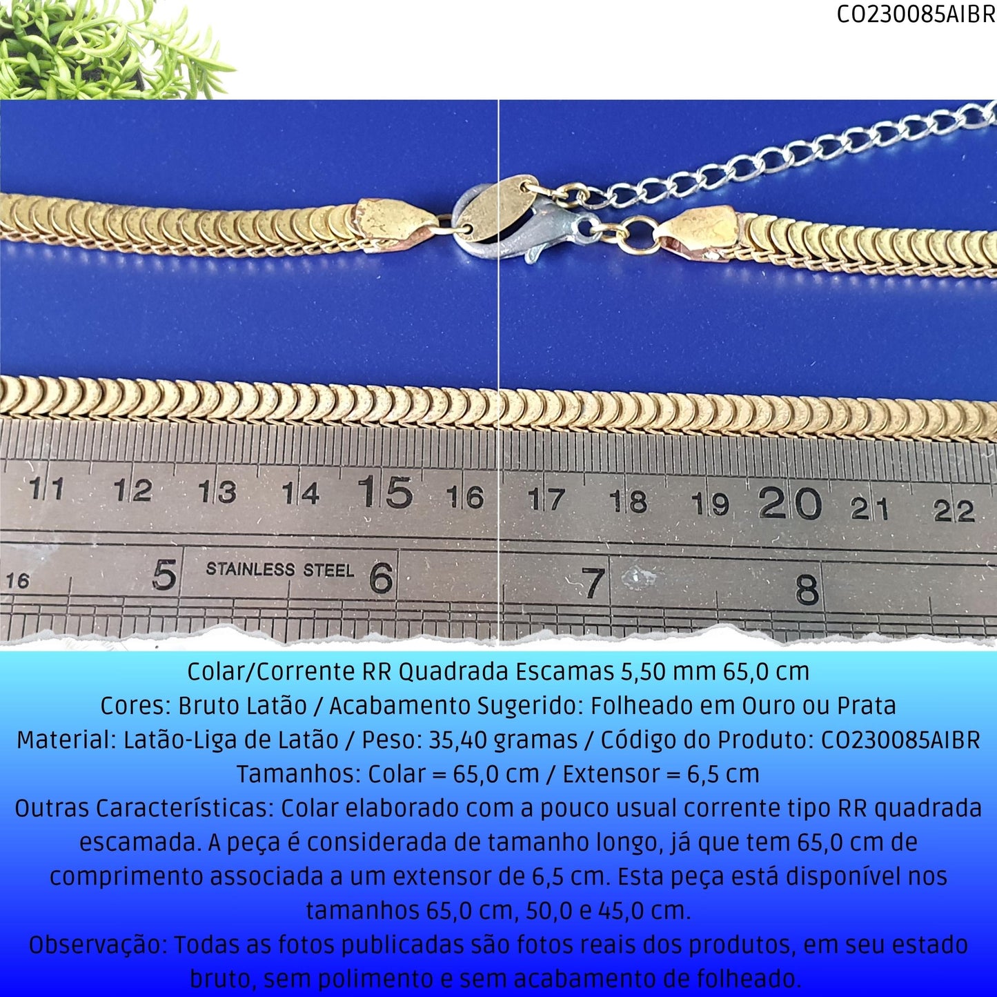 Colar/Corrente RR Quadrada Escamas 5.50 mm 65.0 cm  - Código.: CO230085AIBR  - Peso.: 35.4 gr