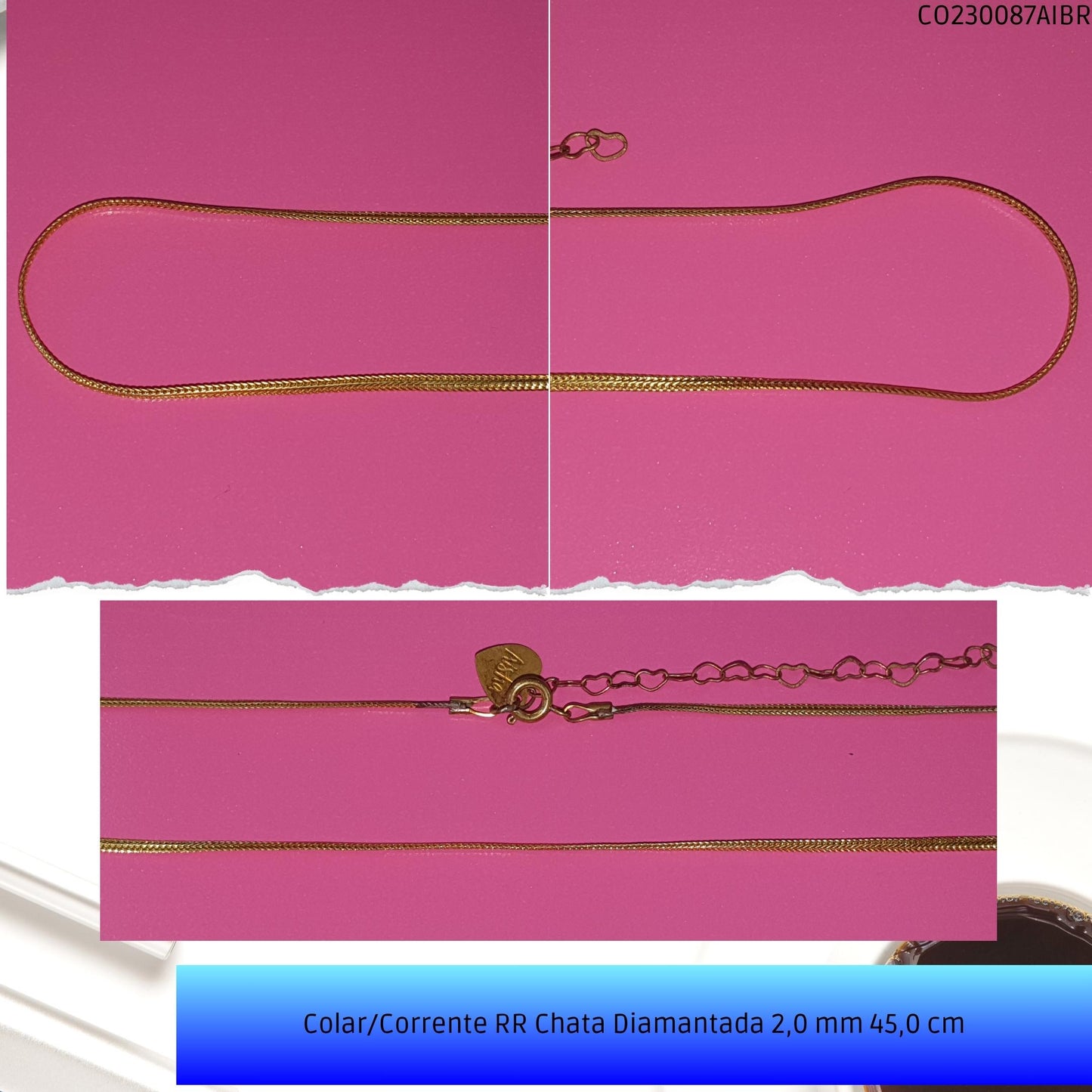 Colar/Corrente RR Chata Diamantada 2.0 mm 45.0 cm  - Código.: CO230087AIBR  - Peso.: 3.3 gr