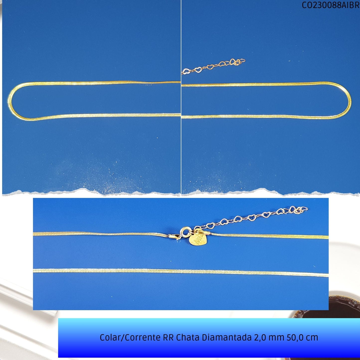 Colar/Corrente RR Chata Diamantada 2.0 mm 50.0 cm  - Código.: CO230088AIBR  - Peso.: 3.7 gr