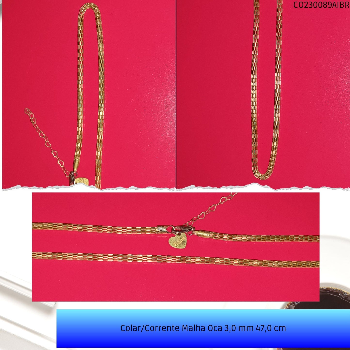 Colar/Corrente Malha Oca 3.0 mm 47.0 cm  - Código.: CO230089AIBR  - Peso.: 6.7 gr