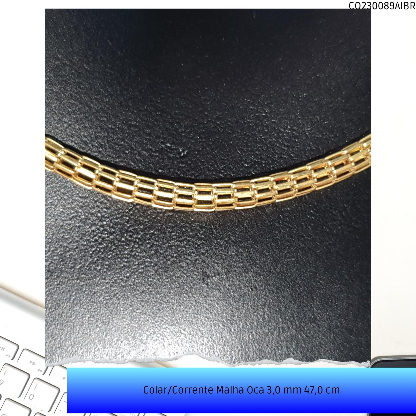 Colar/Corrente Malha Oca 3.0 mm 47.0 cm  - Código.: CO230089AIBR  - Peso.: 6.7 gr