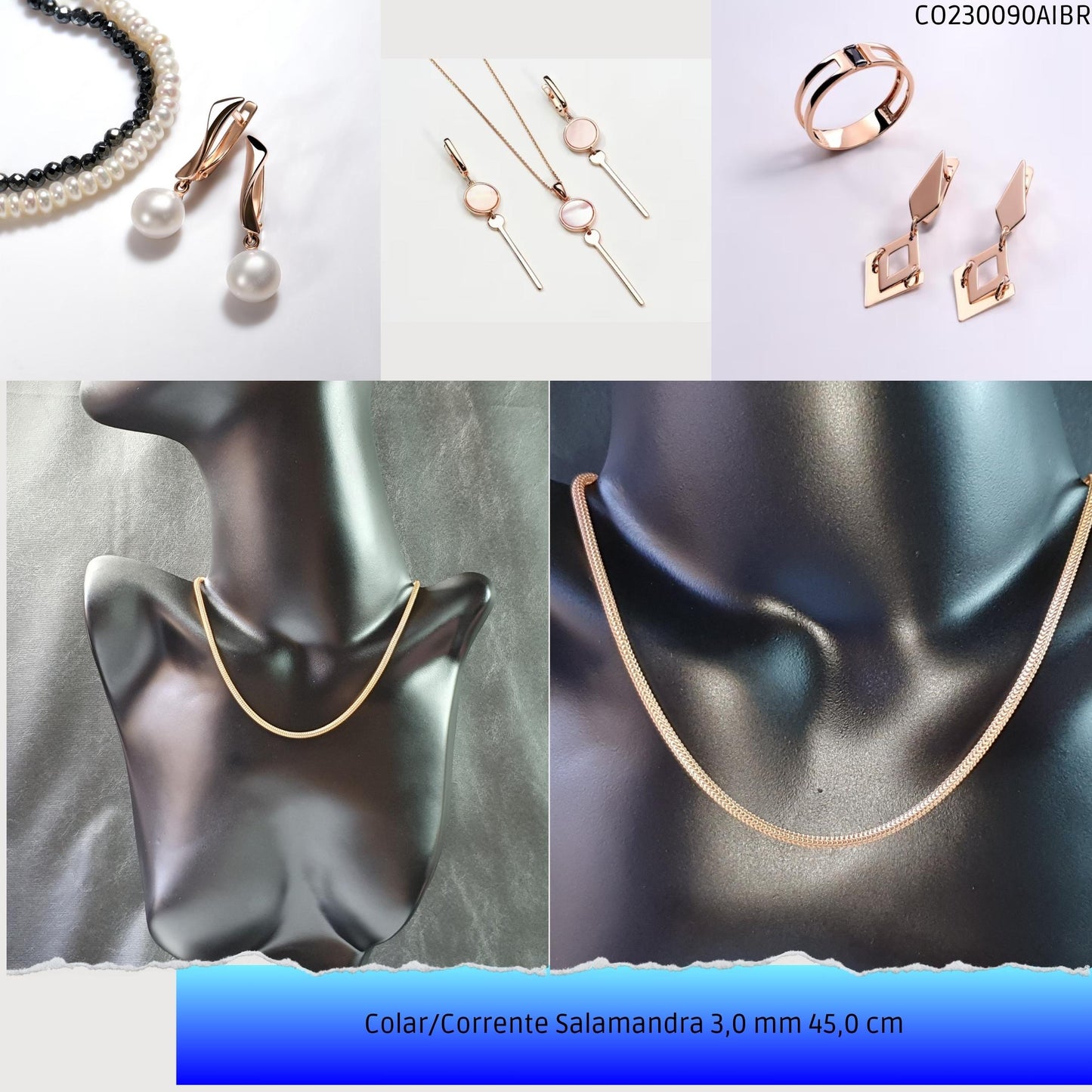 Colar/Corrente Salamandra 3.0 mm 45.0 cm  - Código.: CO230090AIBR  - Peso.: 10.9 gr