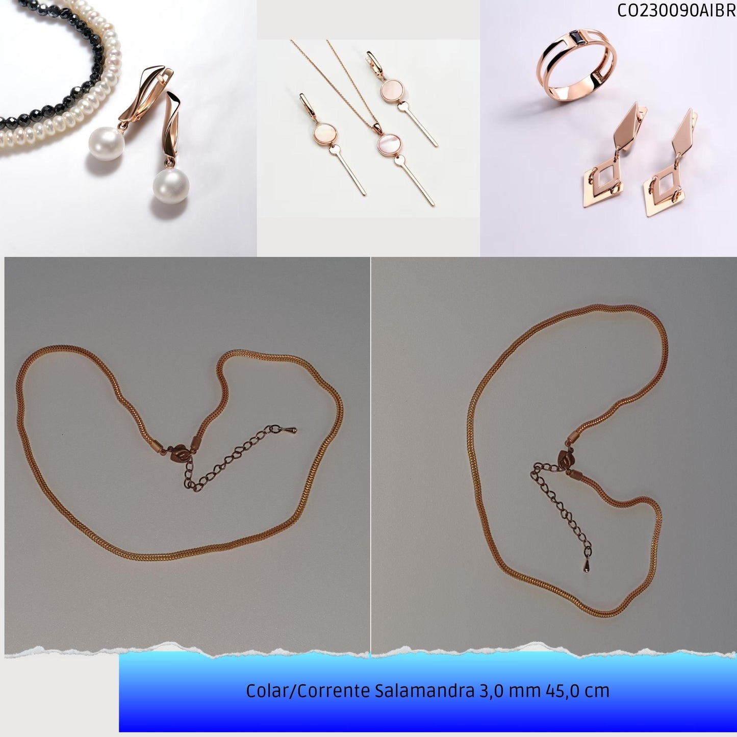 Colar/Corrente Salamandra 3.0 mm 45.0 cm  - Código.: CO230090AIBR  - Peso.: 10.9 gr