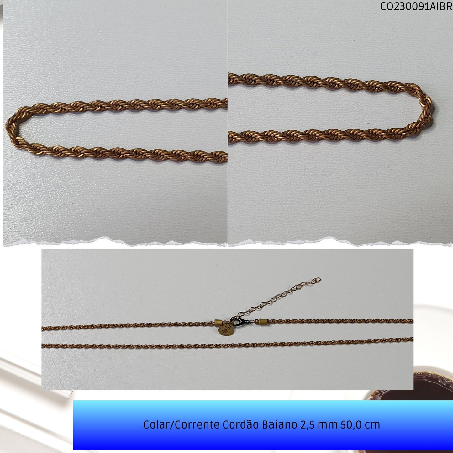 Colar/Corrente Cordão Baiano 2.5 mm 50.0 cm   - Código.: CO230091AIBR  - Peso.: 9.5 gr